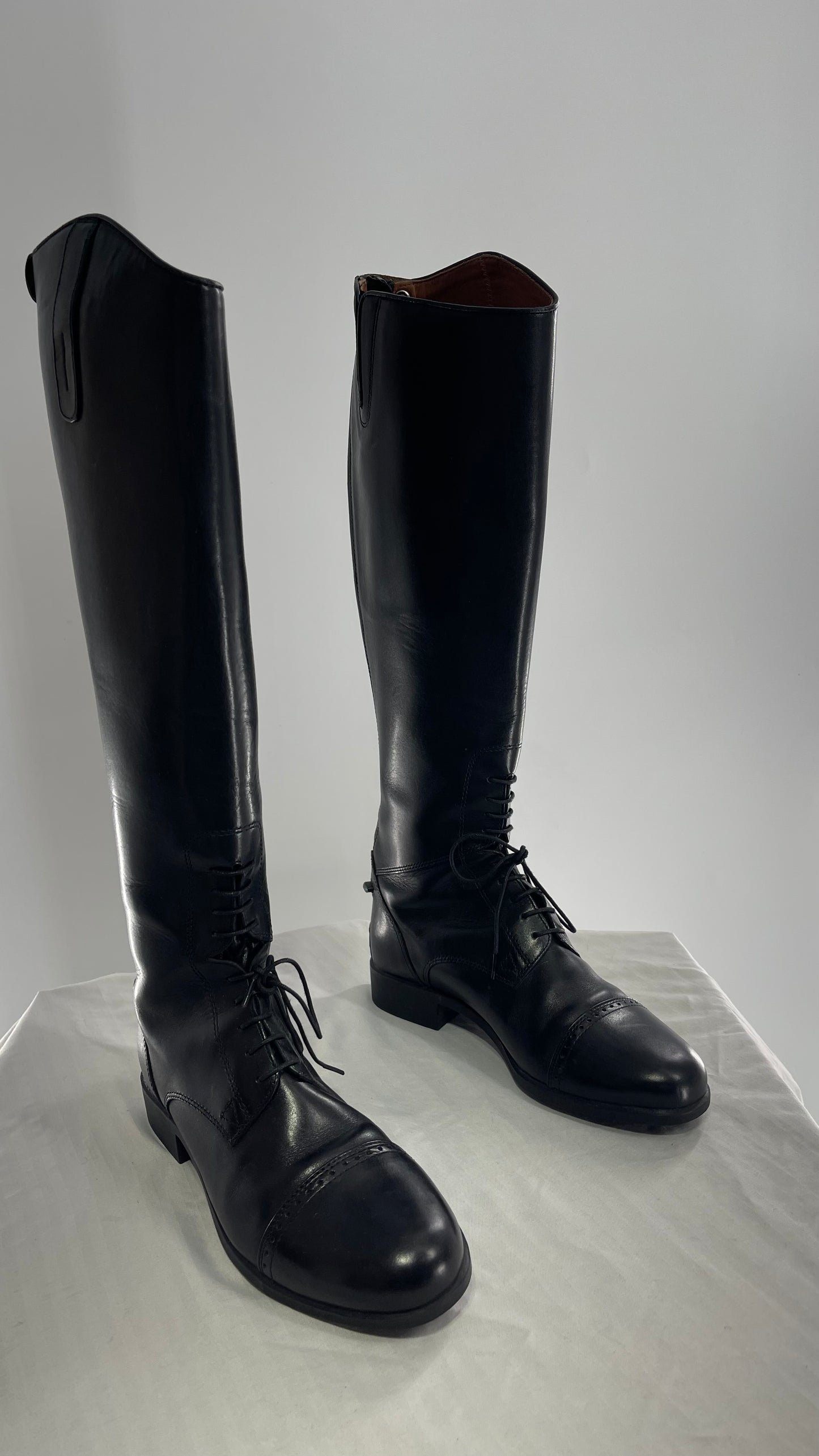 ARIAT Heritage Contour || Black Leather Field Zip Knee High Riding Tall Boots (8)