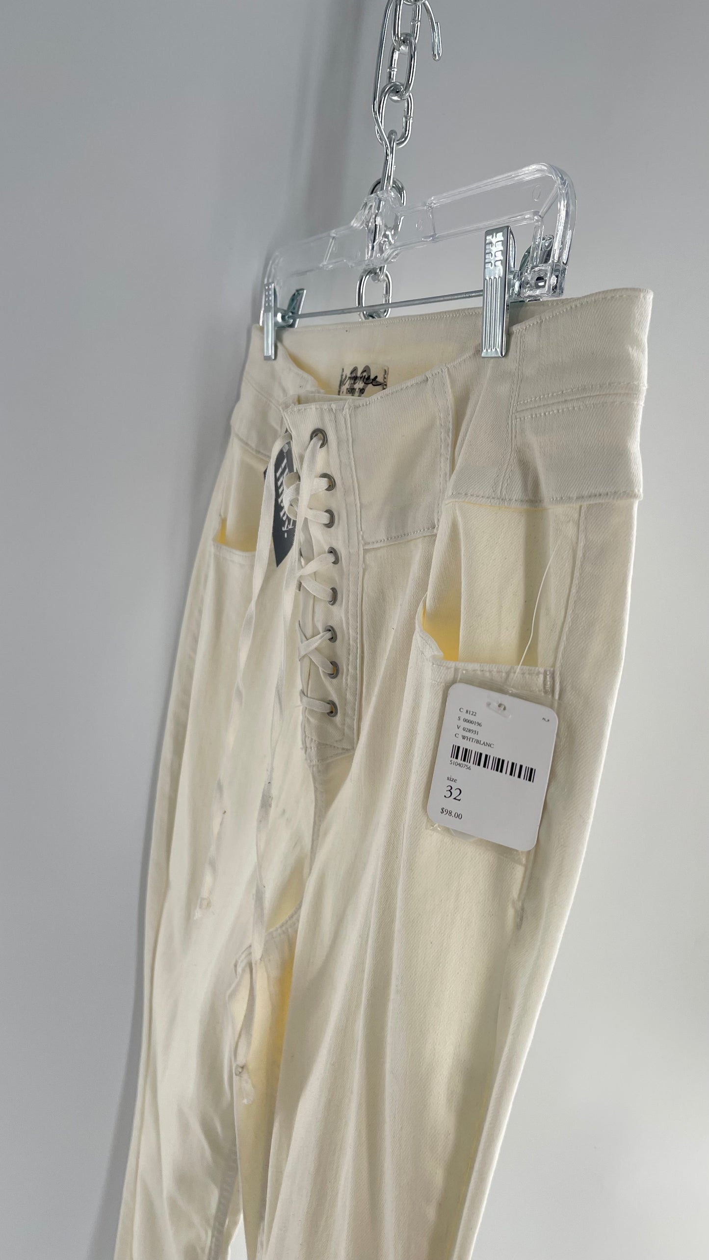 Free People Curvy Jeans With Lace up Detail (Size 32)