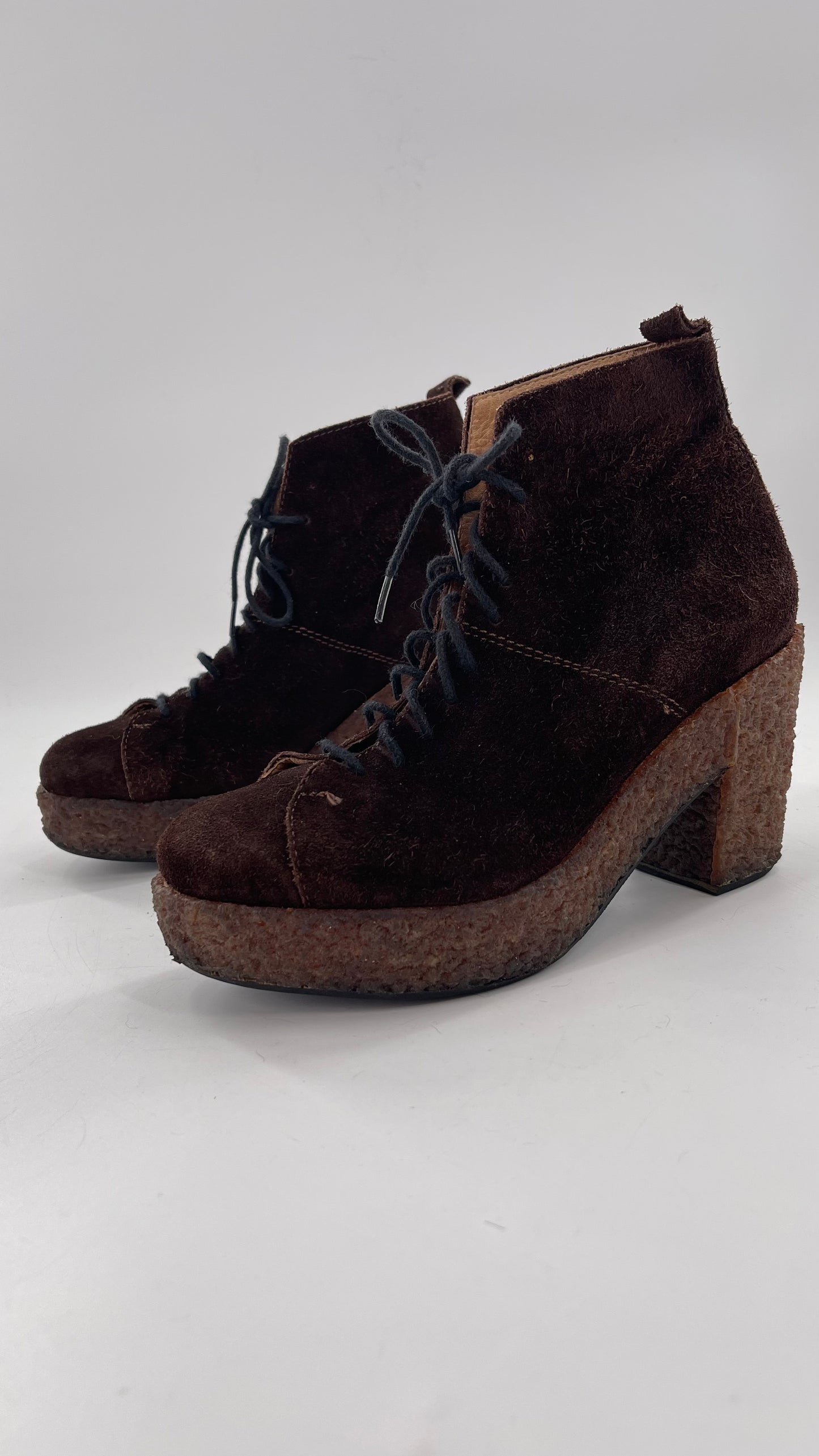 Vintage Amish Brown Lace Up Suede Boots - Apparently Size 7-71/2