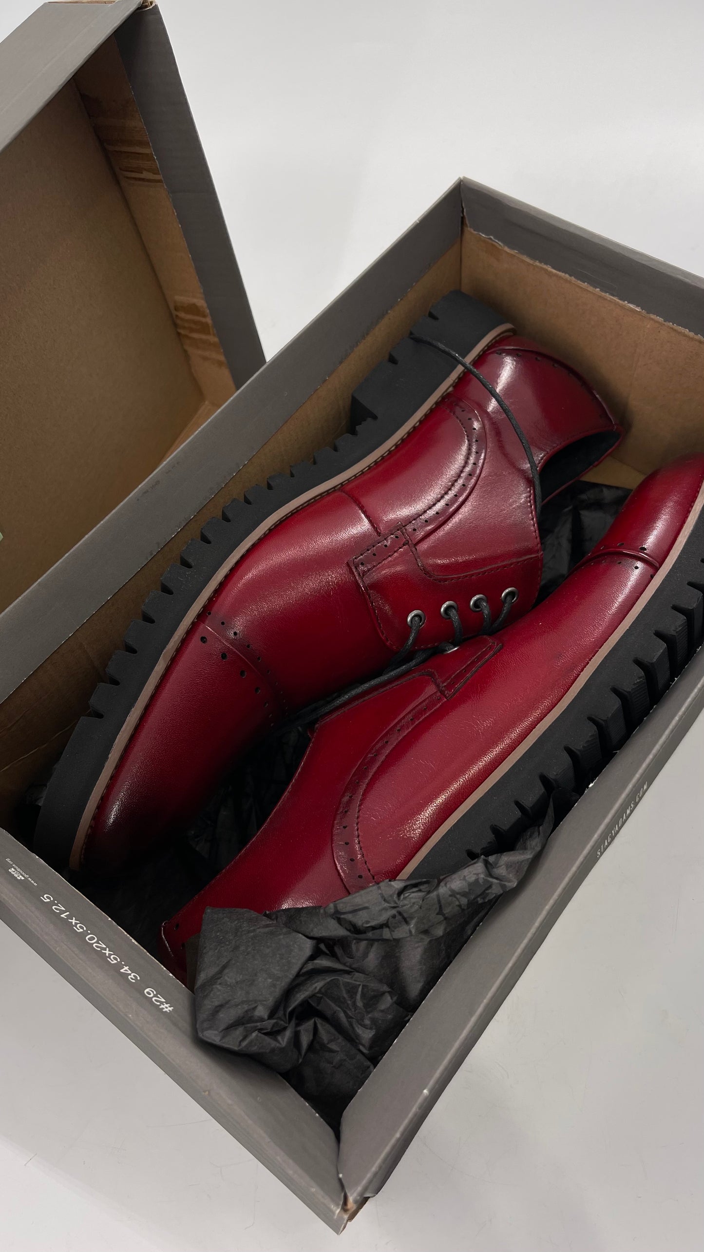 Stacy Adam’s Cherry Red Leather Oxfords with Cap Toe Detail (10)