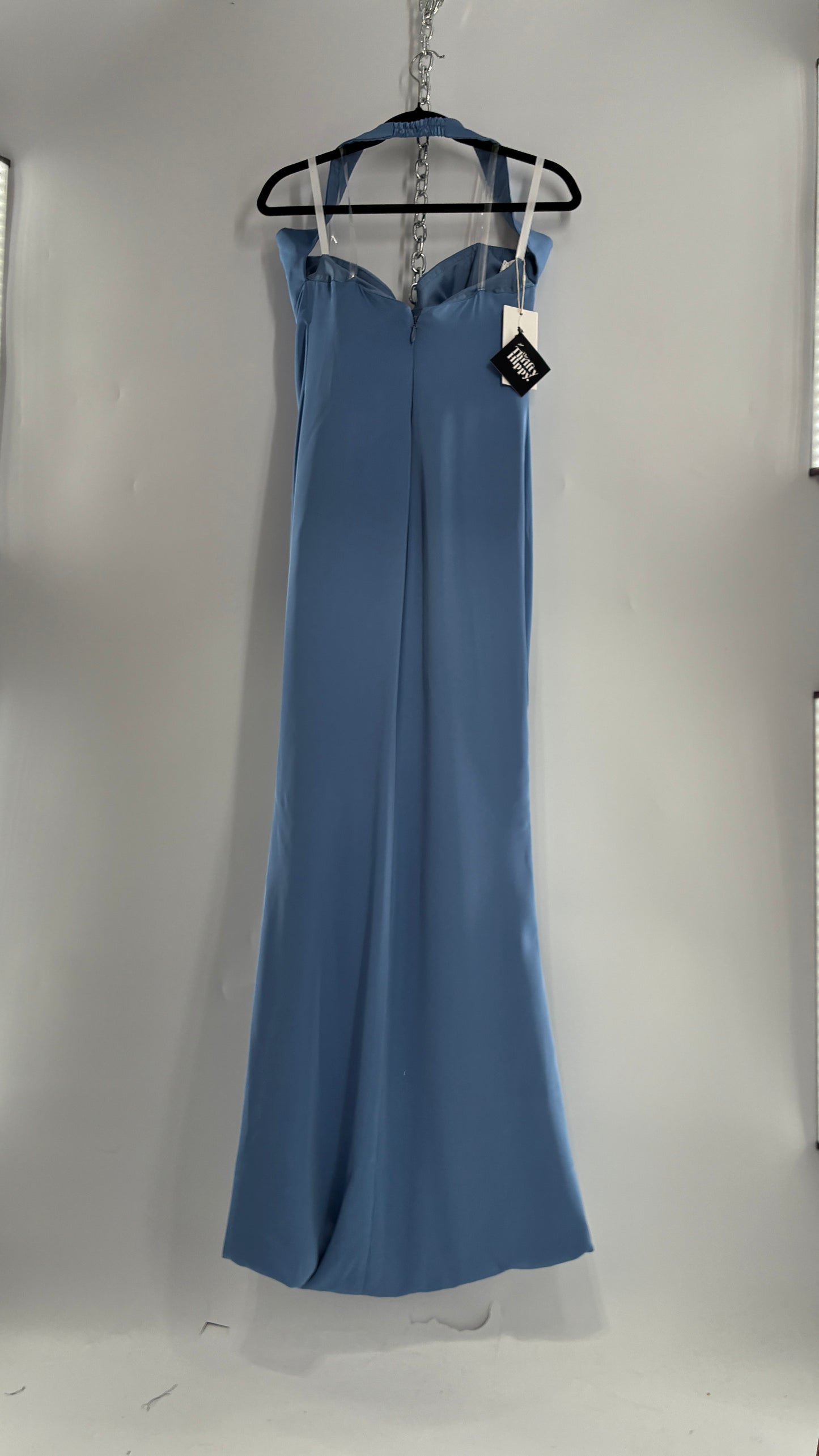 Vintage Powder Blue Full Length Gown with Ruched, Padded Bust and Tags Attached (4)