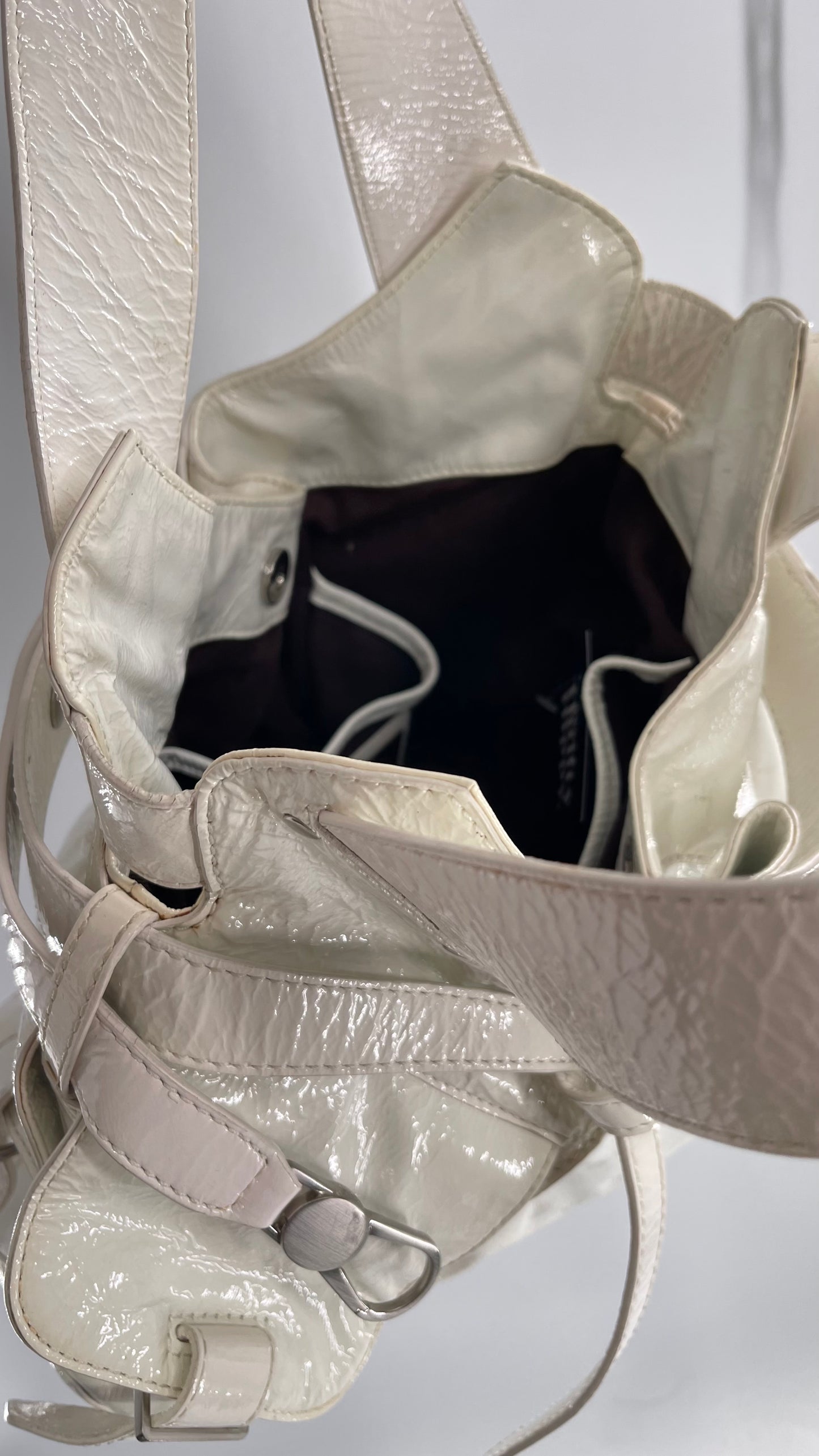 Vintage 1990s White Buckle Bag