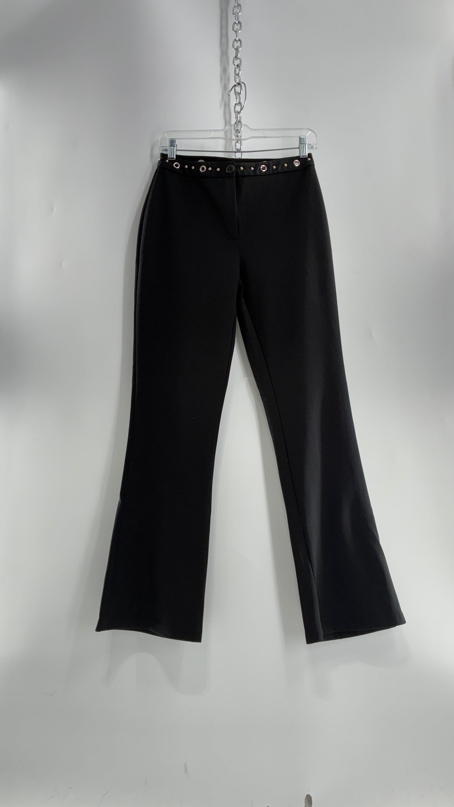 Vintage 1990s JOE BENBASSET Black Kickflares with Studded, Grommet Waistline (5)