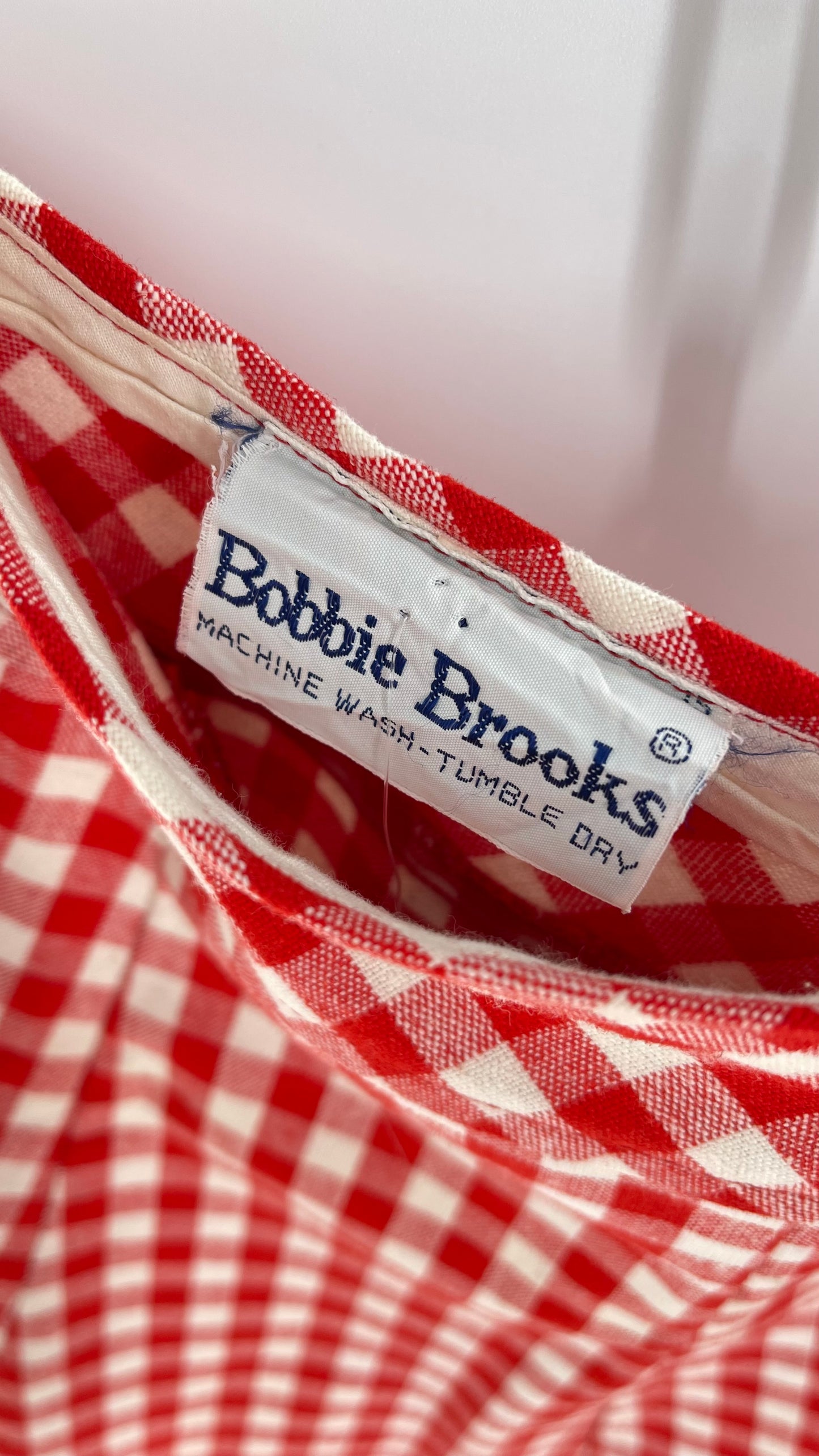 Vintage Bobbie Brook Red and White Picnic Mini Skirt (Large)