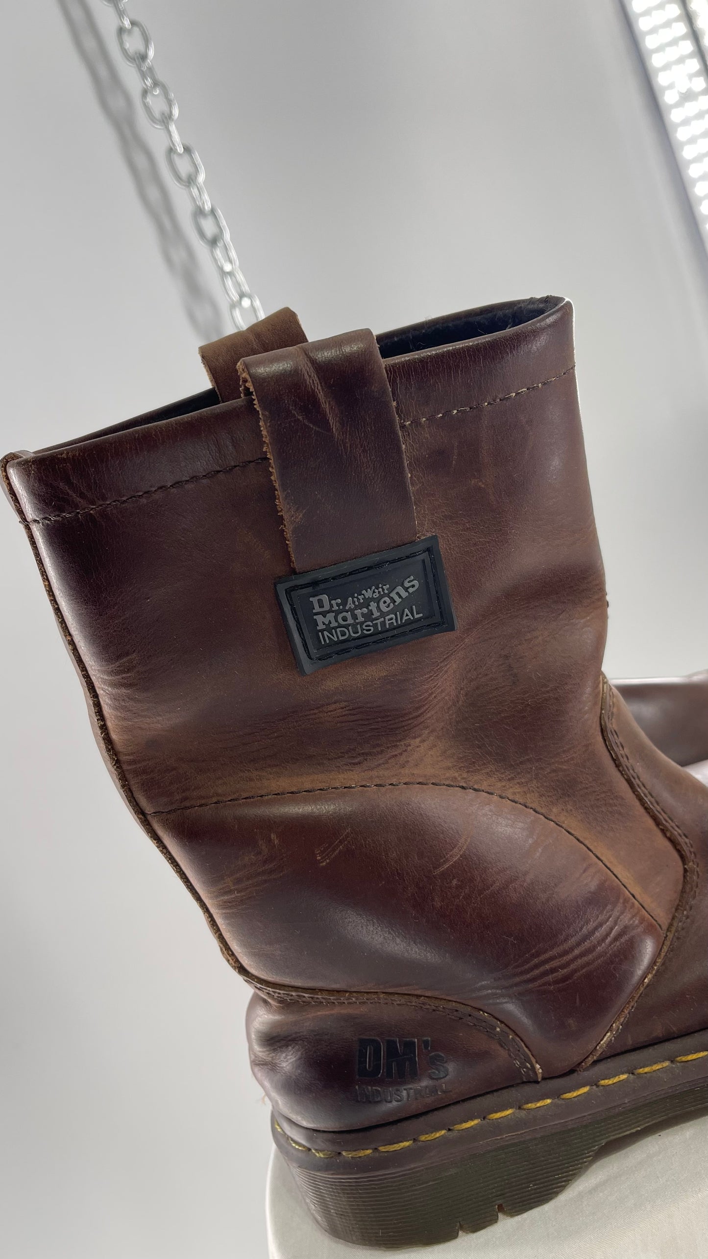 Vintage Brown Leather Industrial Dr. Martens Men’s Pull-On Boots (10)