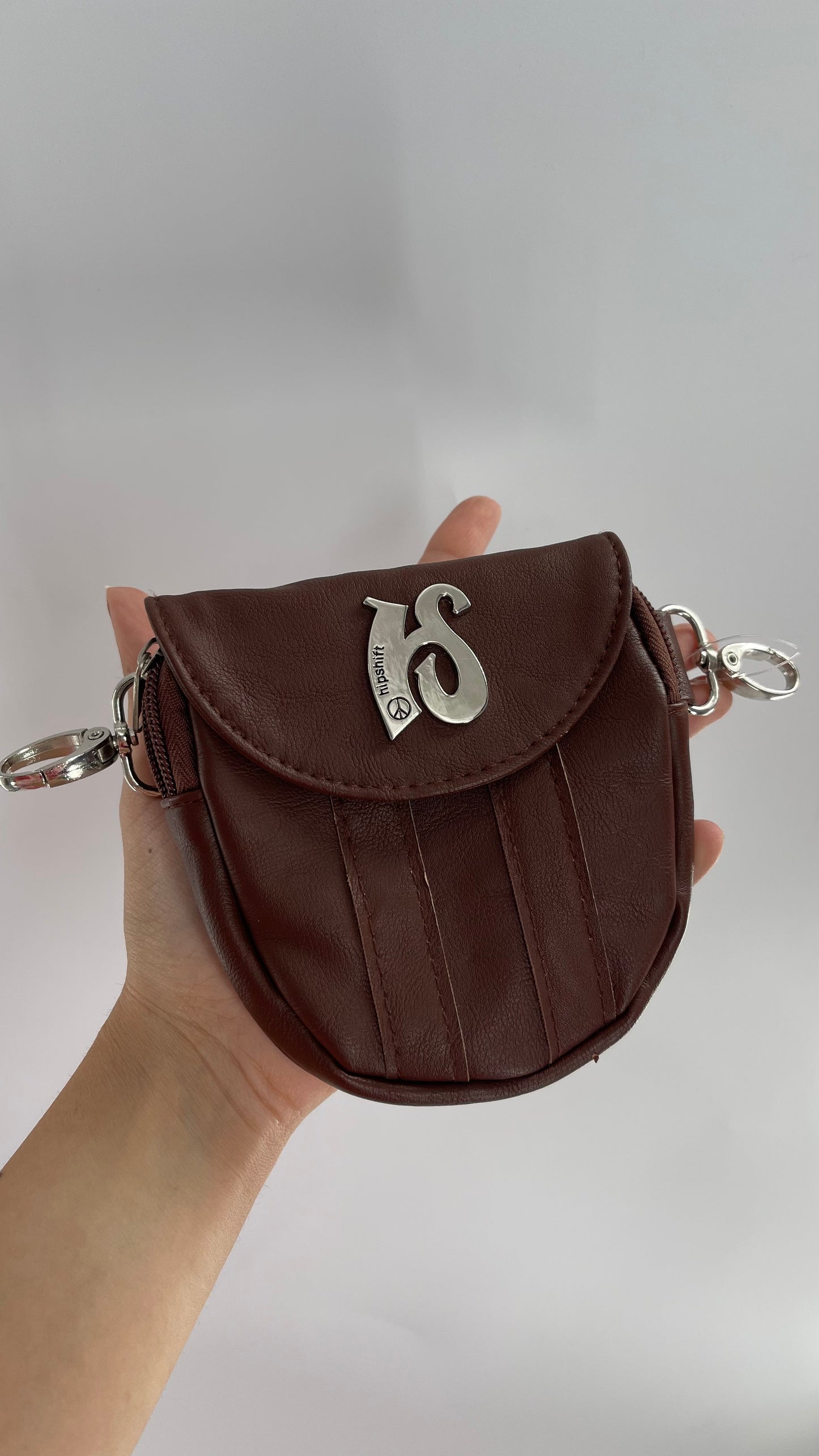 HIPSHIFT Brown Vegan Leather Hip Pouch Fastens to Belt\Belt Loops