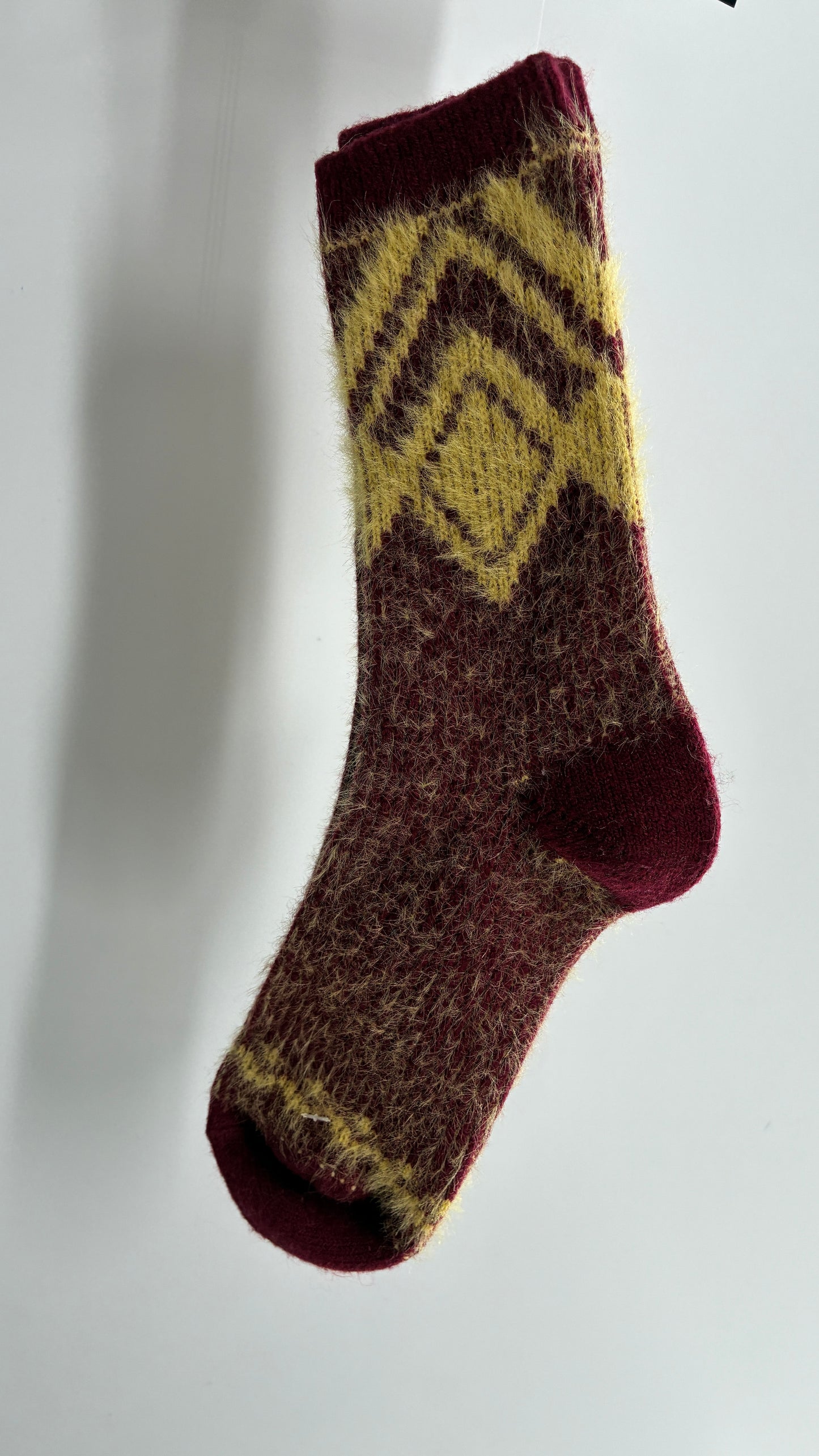 Free People Maroon and Yellow Patterned Knit Socks