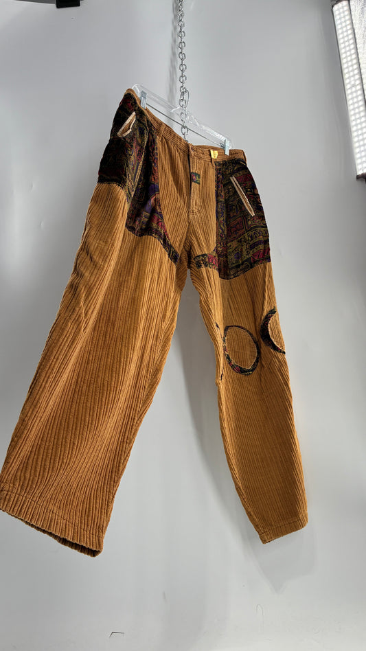 Vintage Men’s 1980s ROCOCO Le Parisien Corduroy Patchwork Pants (Medium)