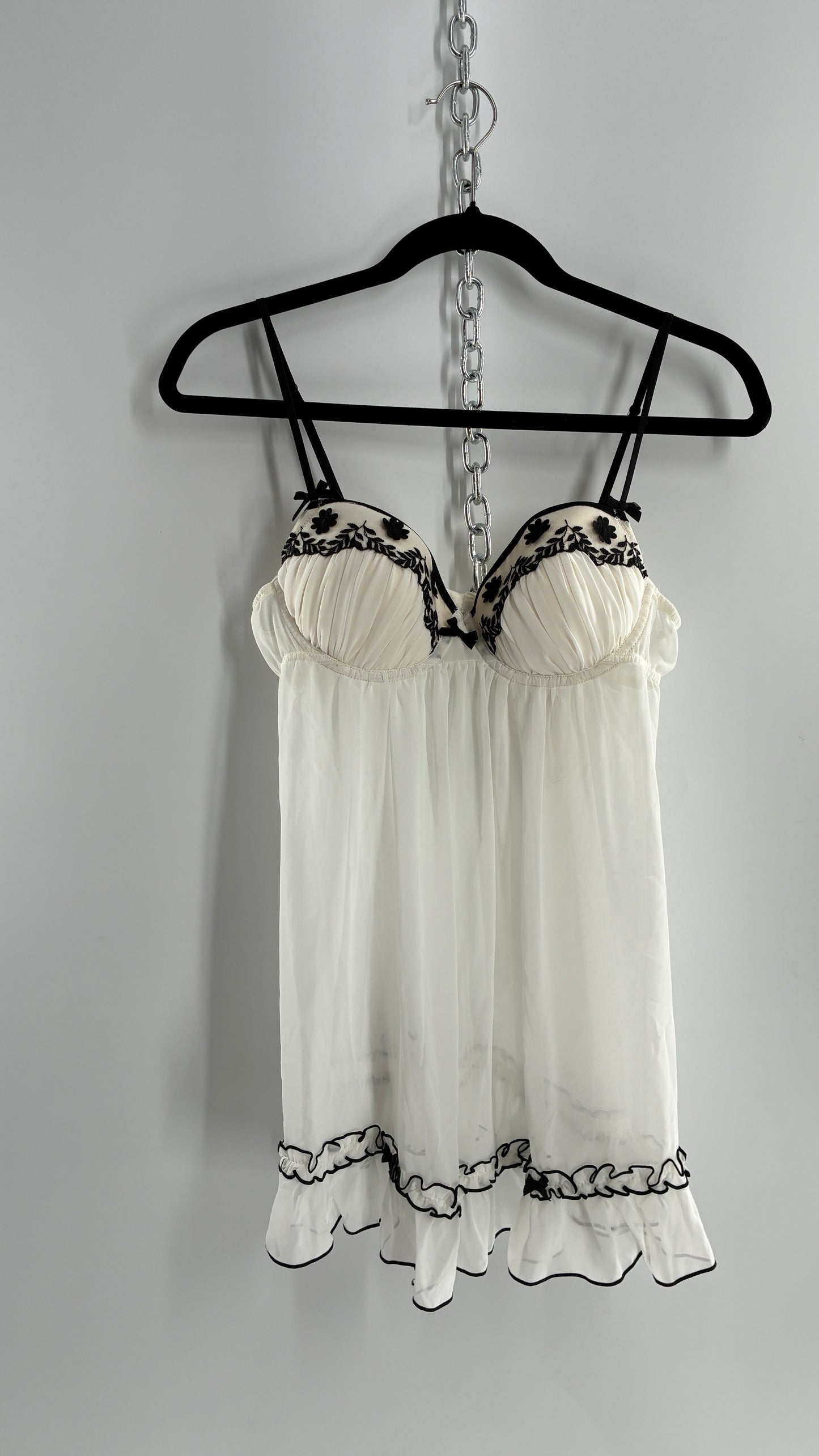 Deadstock Vintage In Bloom Babydoll Camisole and Thong Set with Tags (Medium)