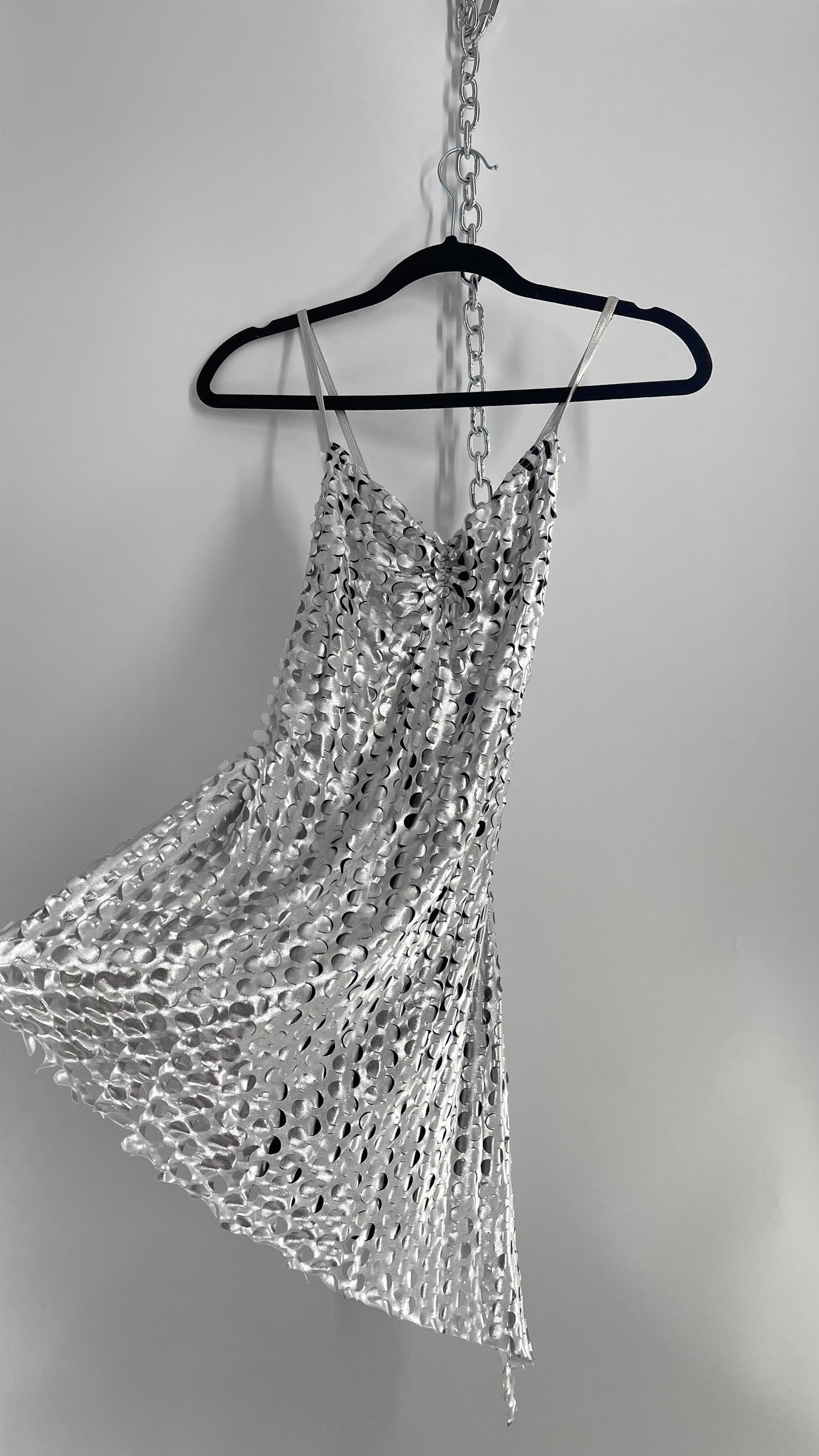 Vintage Weismann Silver Grated Tank with Asymmetric Hem and Built in Shorts (Medium)