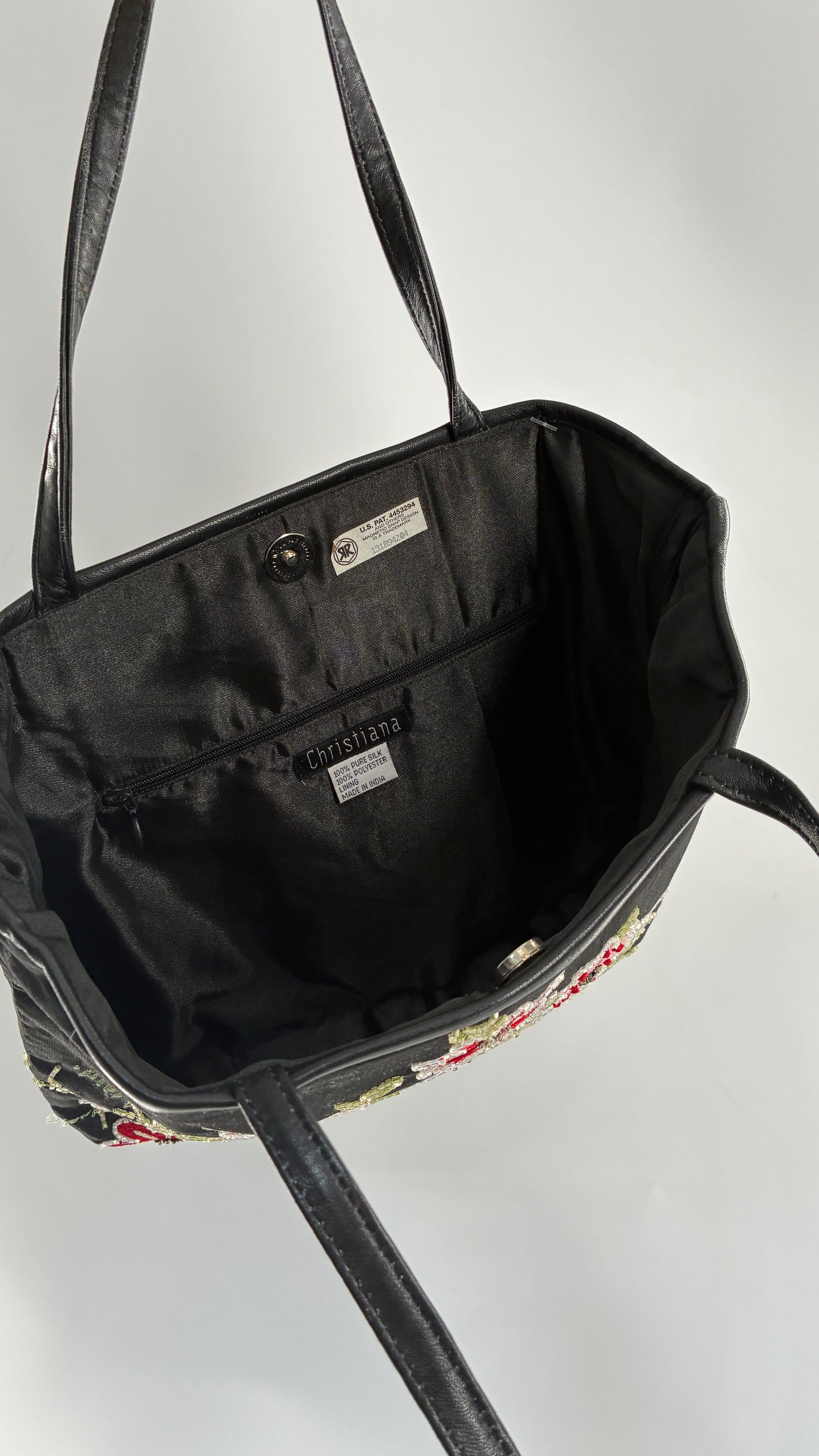 Vintage 1990s CHRISTIANA 100% Pure Silk Beaded Shoulder Bag