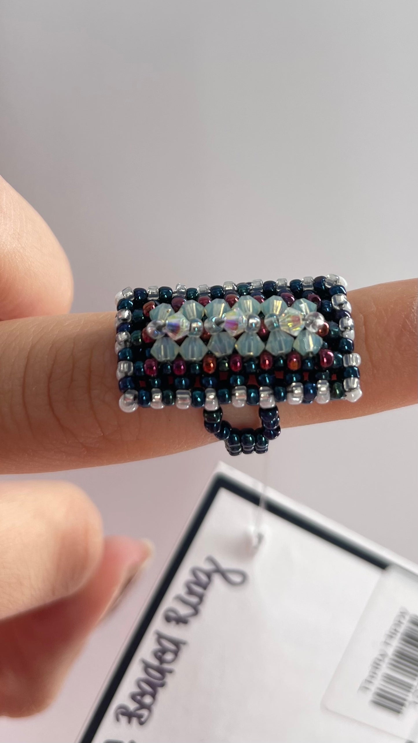 Vintage 70s Fully Beaded Ring