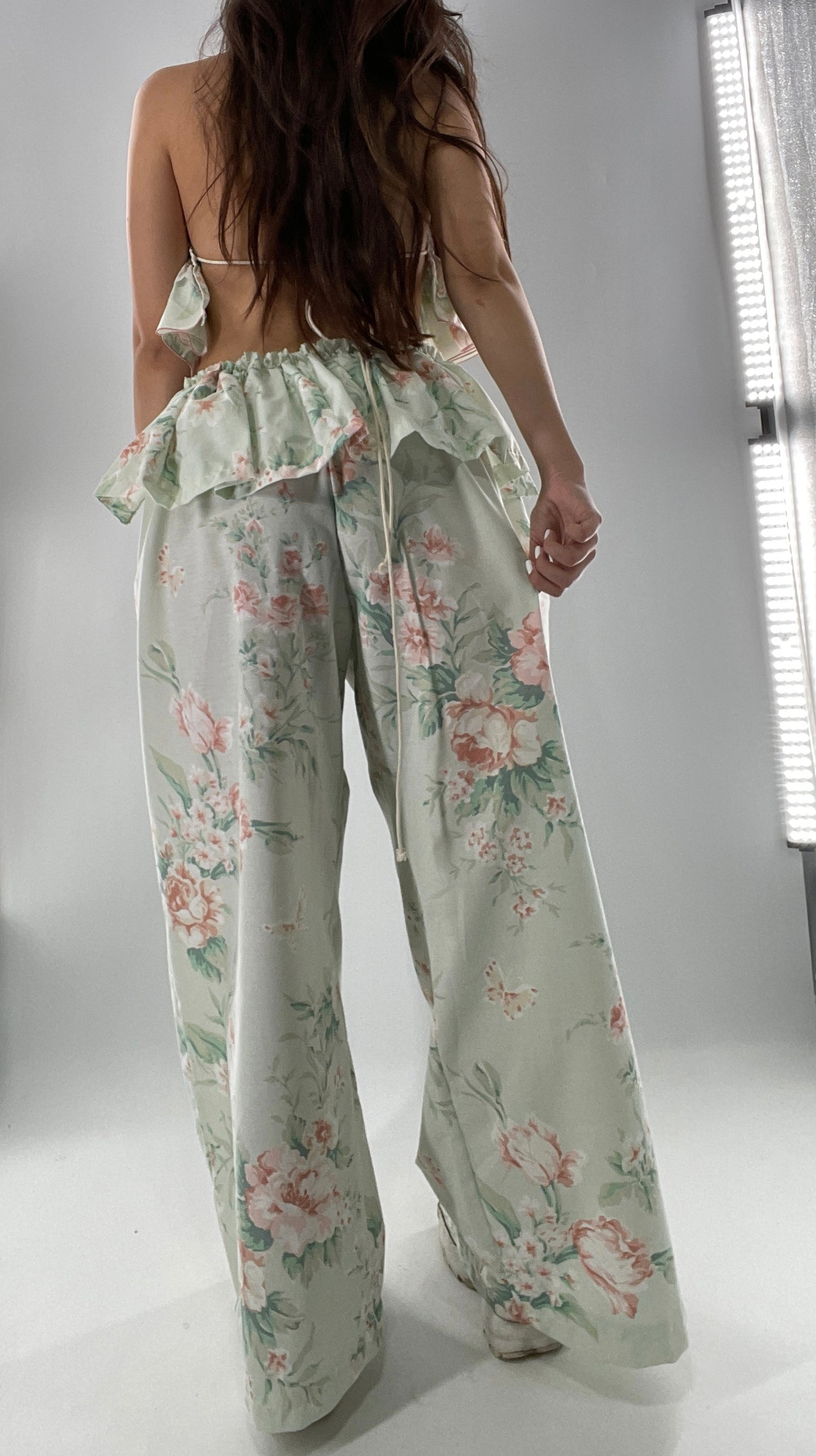 Vintage Set Covered in Delicate Dainty Florals, Butterflies, and Ruffles (One Size, Adjustable)