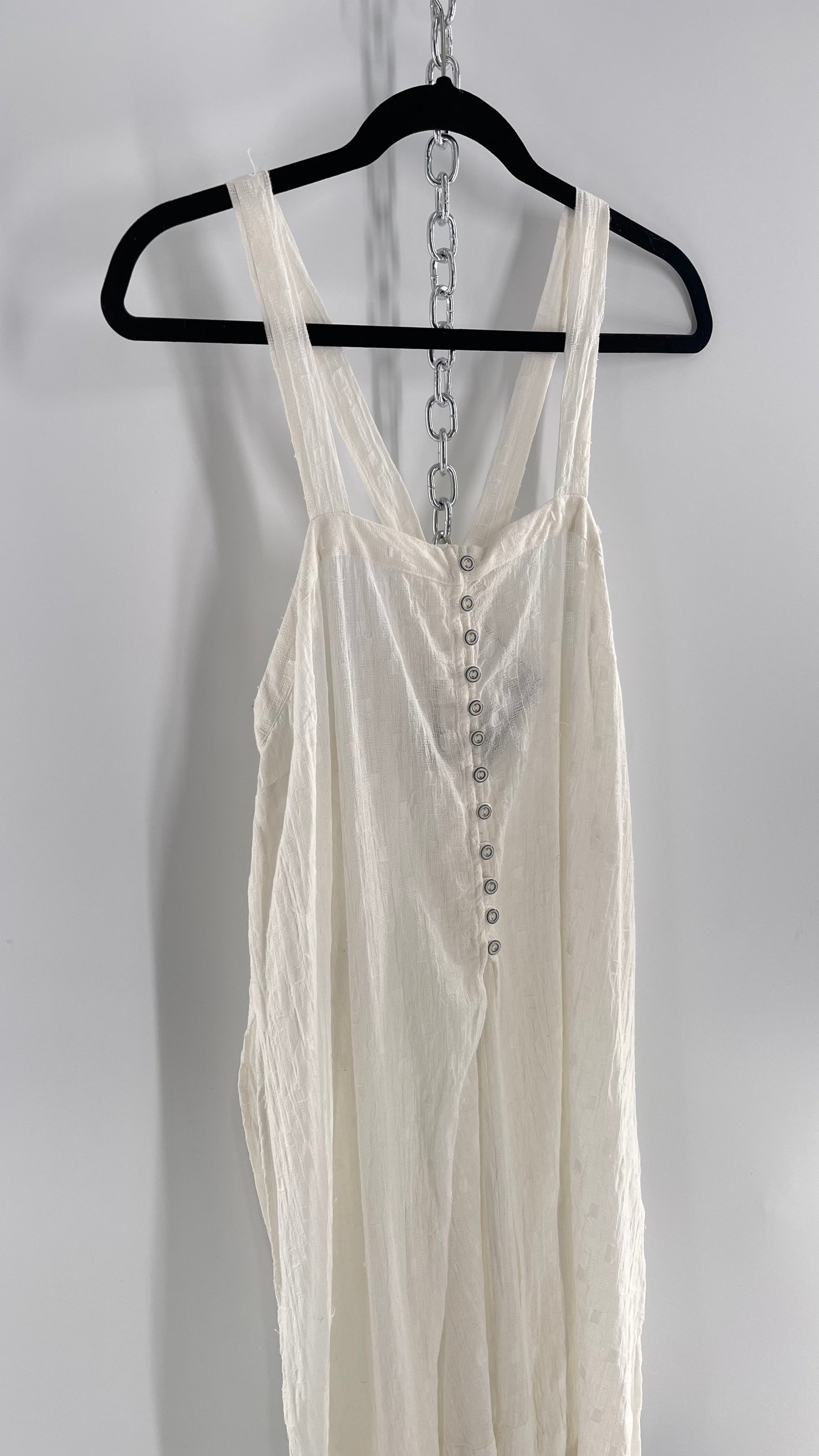 Anthropologie White Sweeping and Vented Button Front Tank (Large)