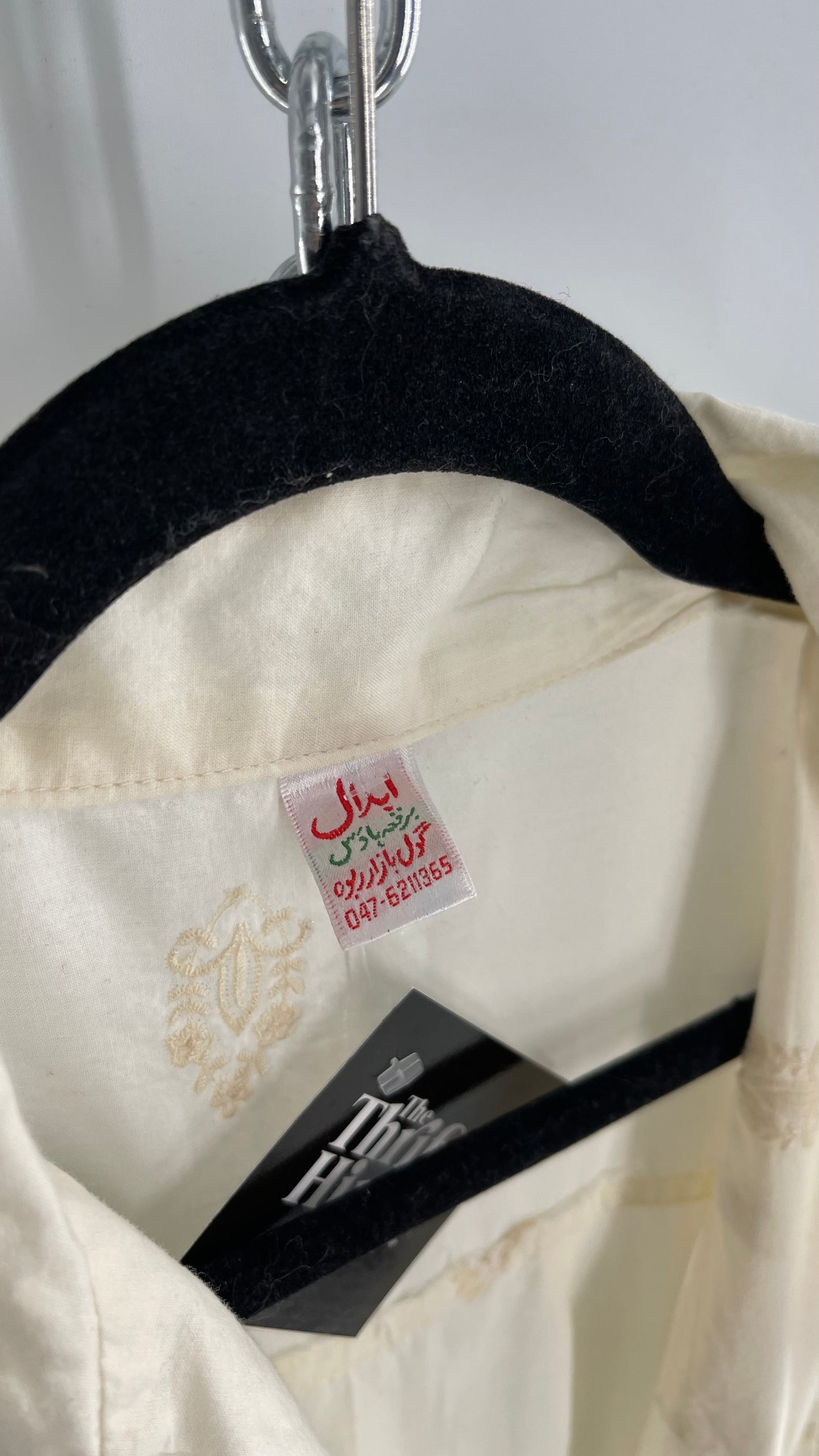 Vintage Embroidered Cotton Coat with Lace Cuffs (S/M)