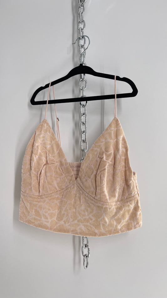 Free People Velvet Giraffe Texture Print Bralette Pink (Medium)