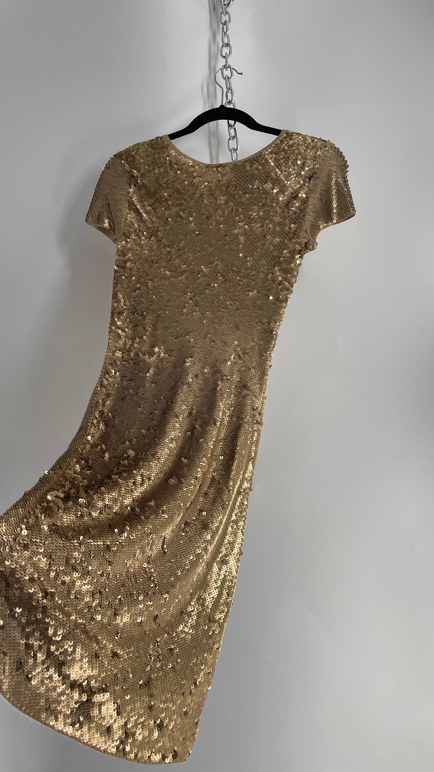 Michael Kors Sequin Party Gold Midi Dress (XXS)