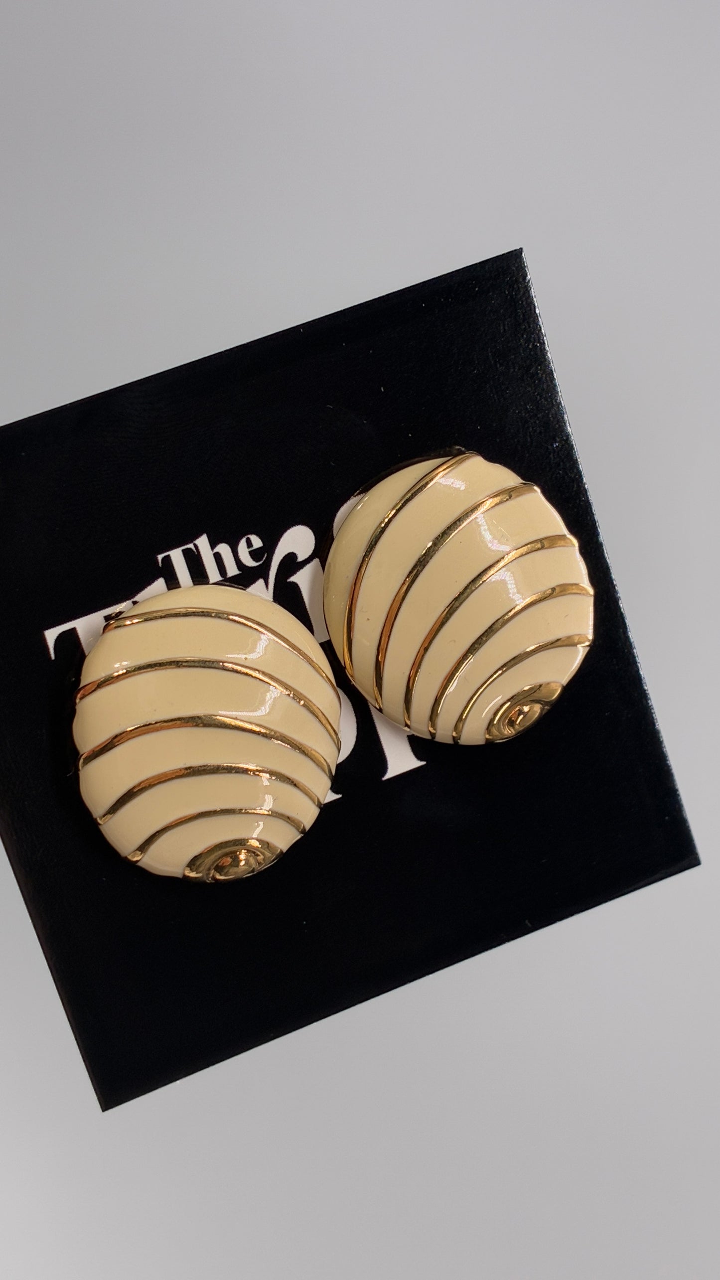 Vintage Cream and Gold Earrings