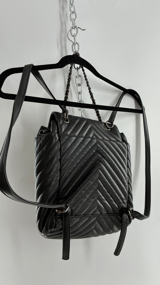 KC DAGGER Vegan Quilted Leather Black Backpack