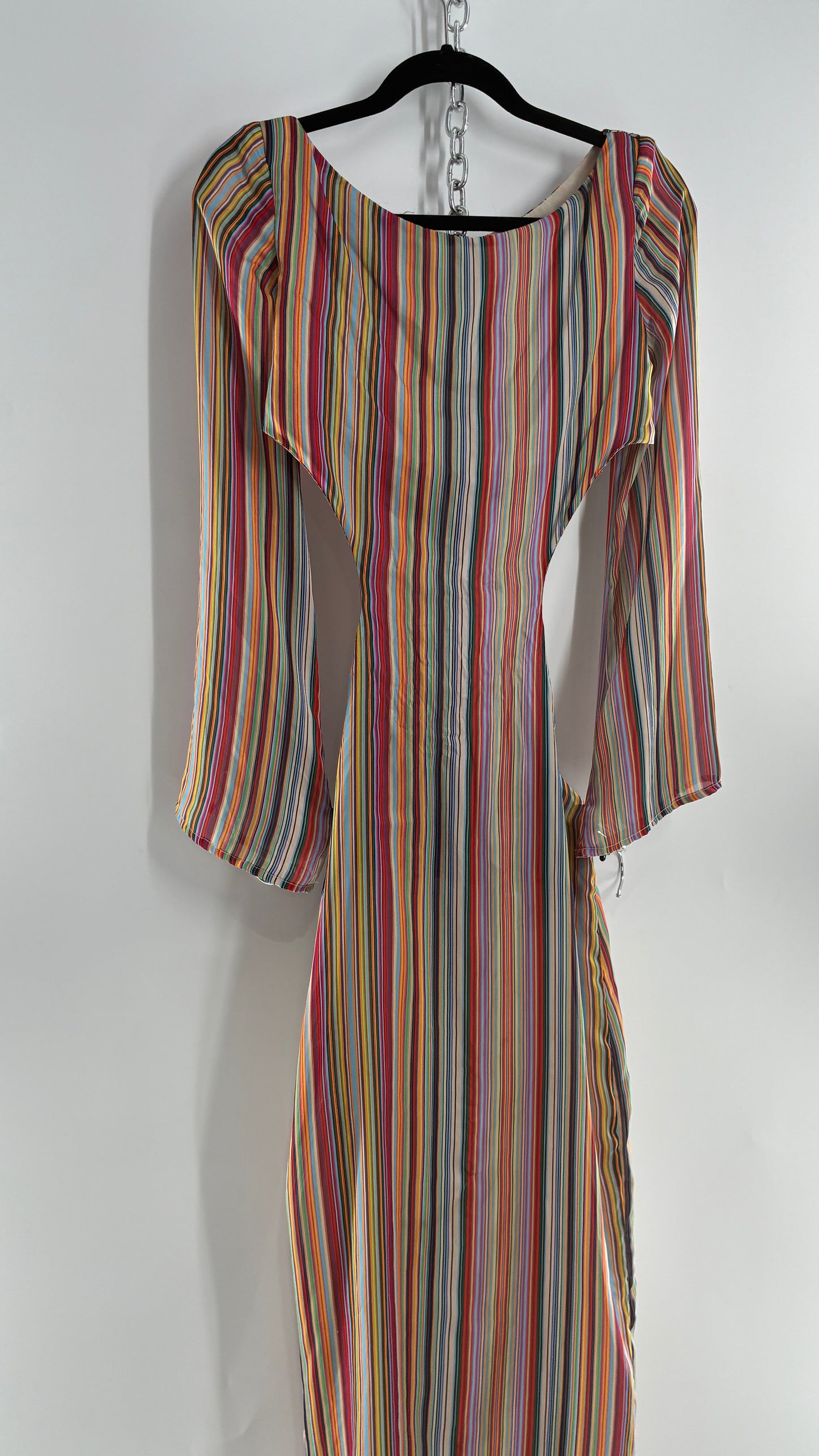 WINTERMUSE Daphne Multicolored Striped Silky Backless Cutout Dress (4)