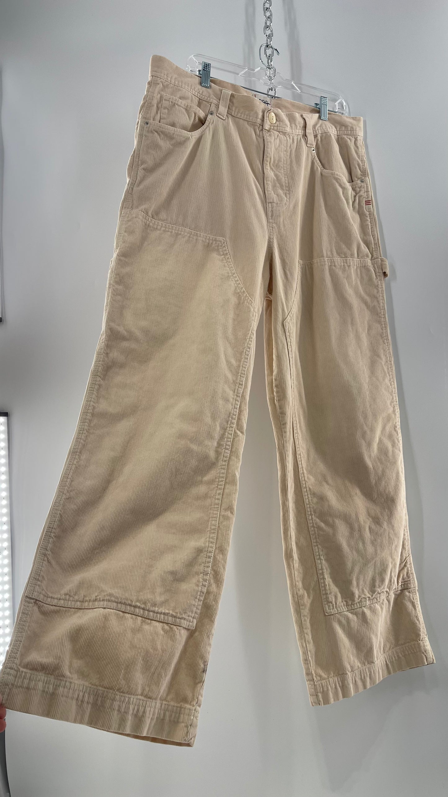 Urban Outfitters BDG Beige Corduroy Cargos with Leg Patches (36)