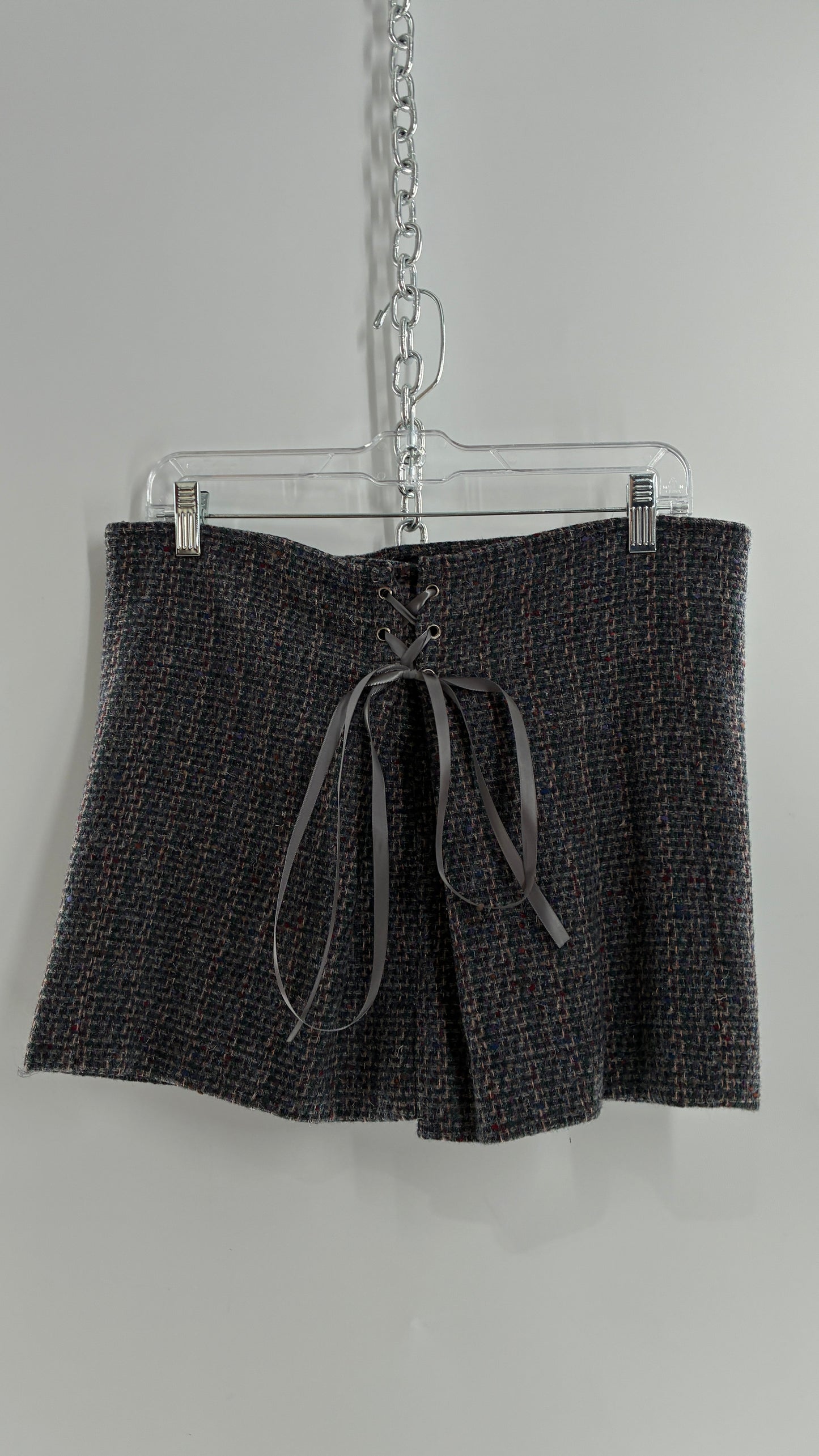 Vintage Suit Set with Bell Boy Style Double Breasted Wool, Velour Cuff Jacket and Upcycled Mini Skirt (6P)