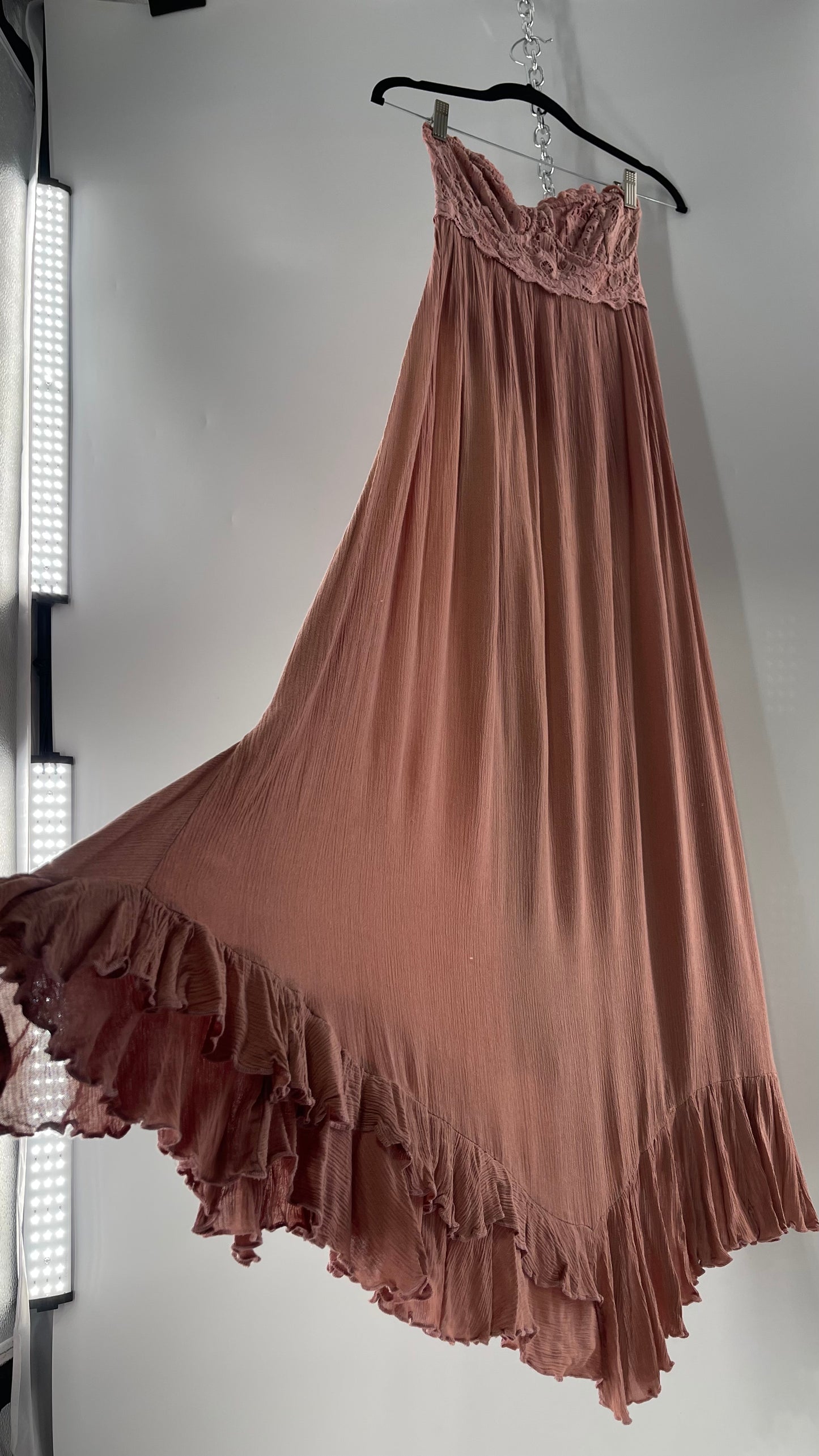 Free People Adella Mauve/Dusty Pink Full Length Maxi Dress (Small)