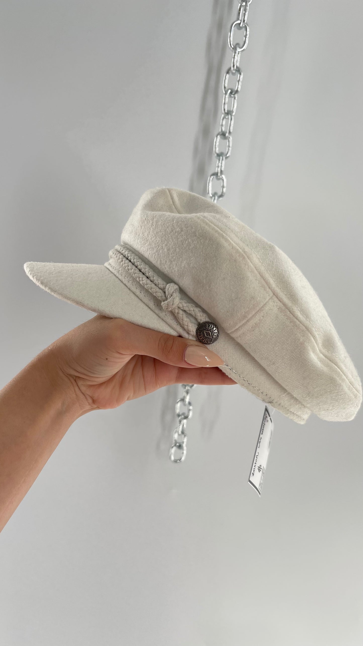 BRIXTON White Felt Newsboy Cap (6 3/4)