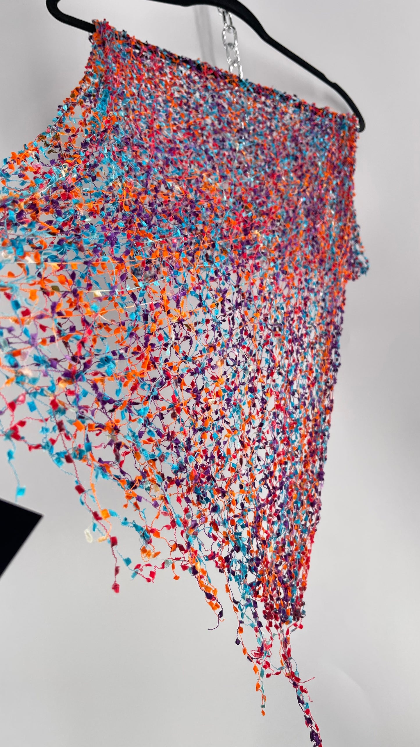 Vintage Negative Space Confetti Scarf Red, Teal, Orange, Blue