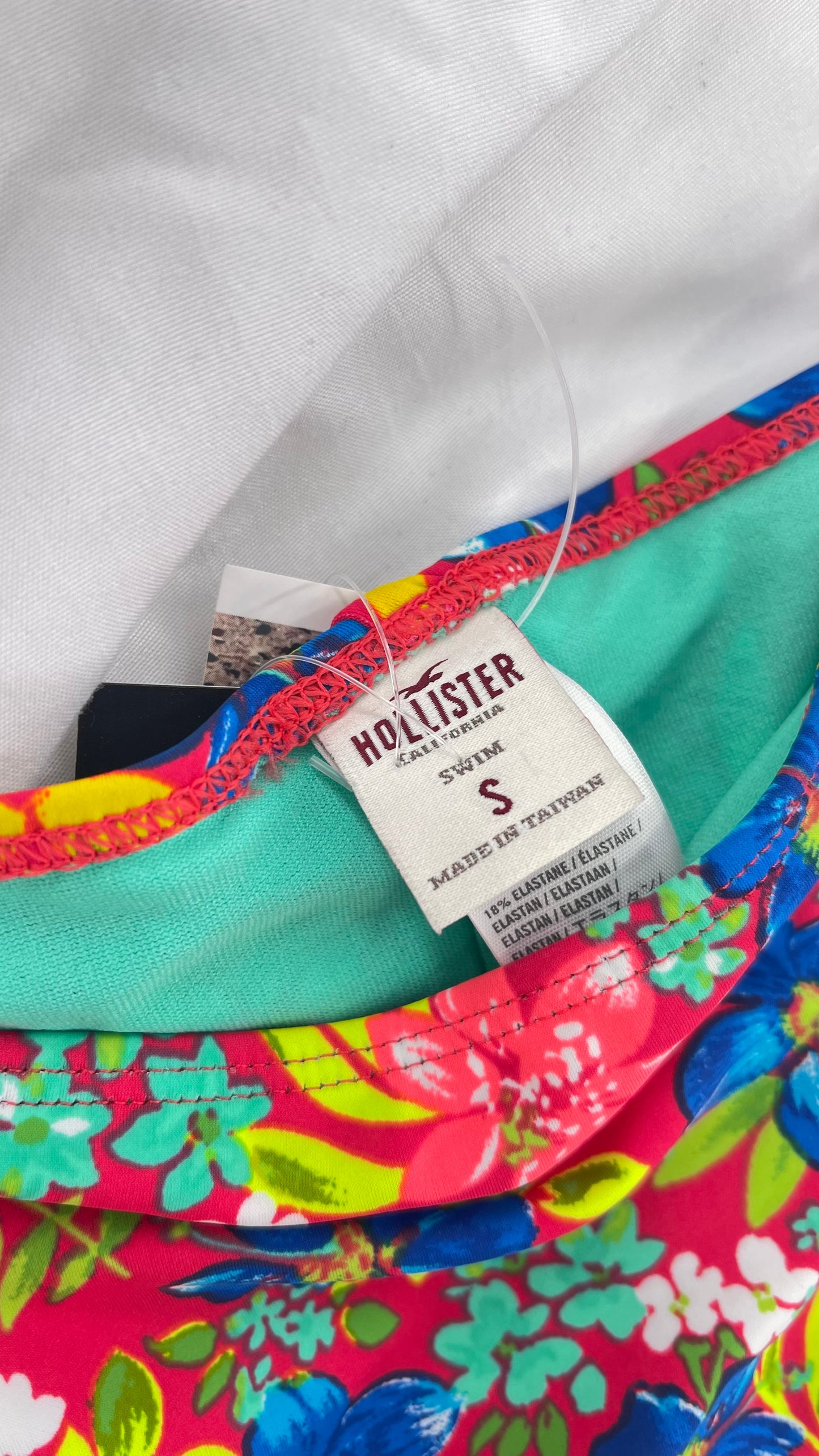 Hollister Red Tropical Mid Rise Cheeky Swim Bottoms (S)
