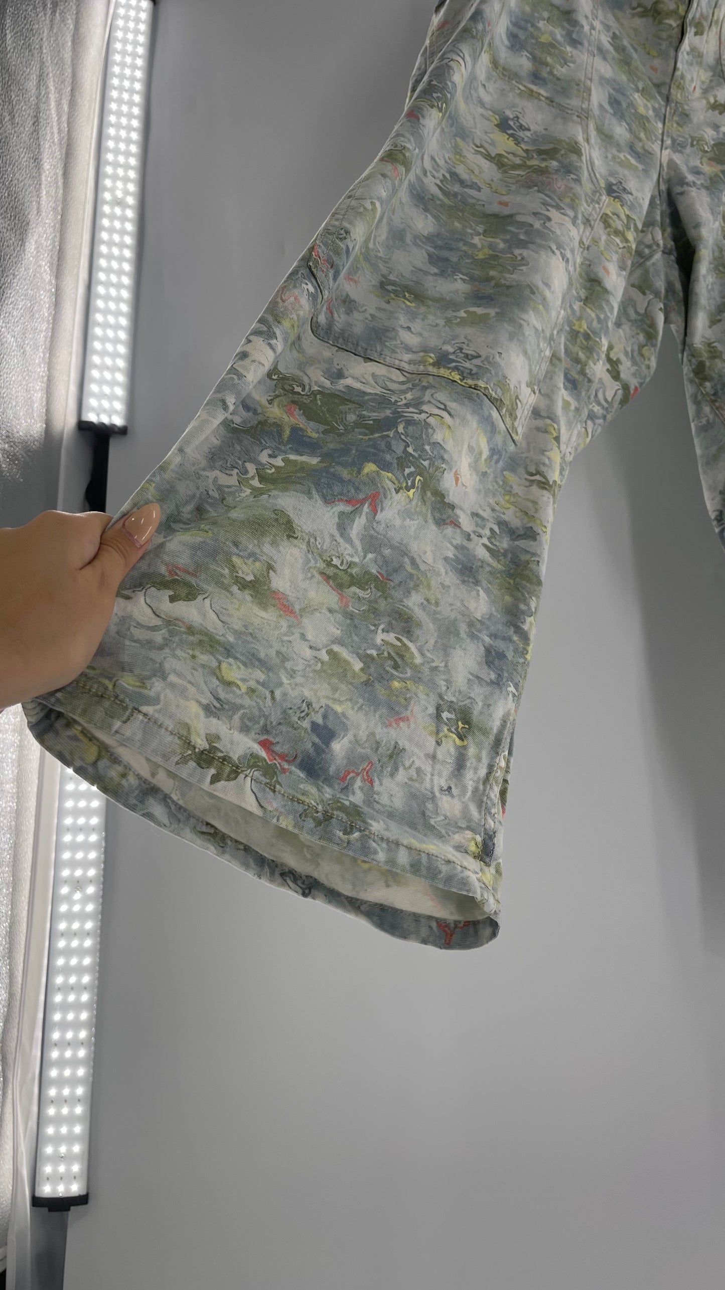 Pilcro Anthropologie Lilly Pad Pond Painted Water Color Cargos (26W)
