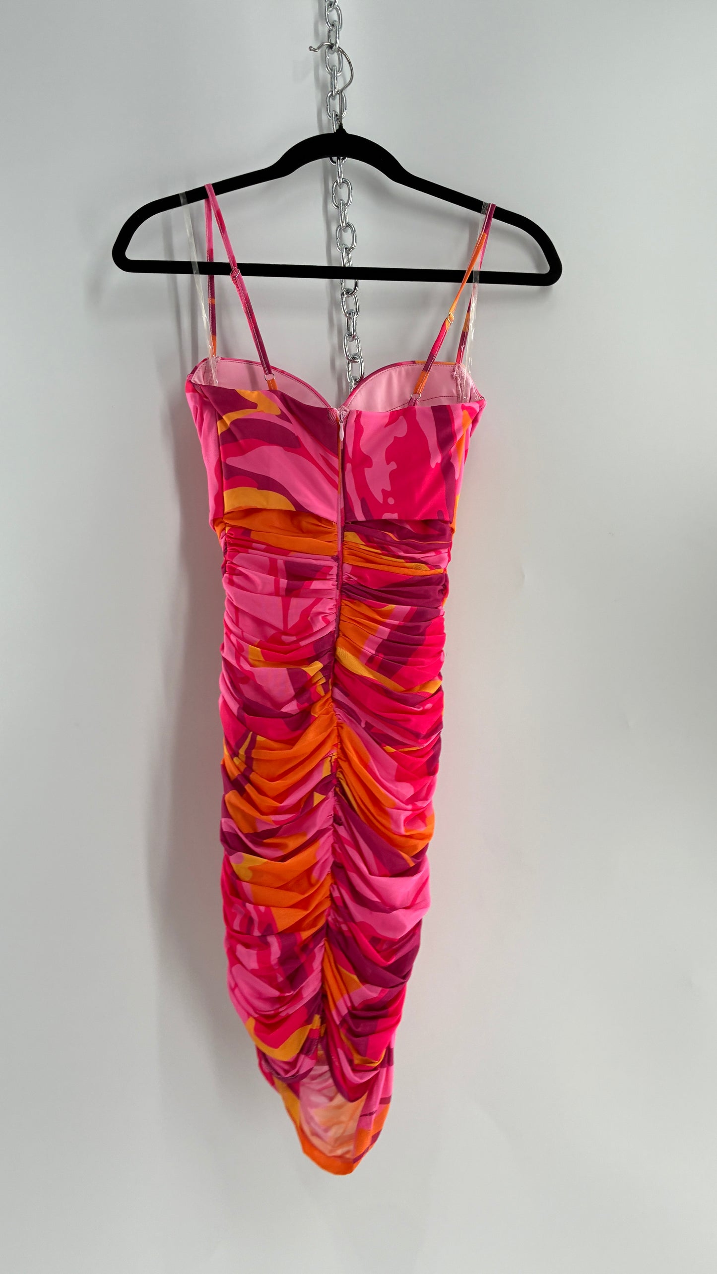 Princess Polly Sunset Ruched Mini Dress with Draped Bust, Underwire Exposed Bra, and Tags Attached (0)