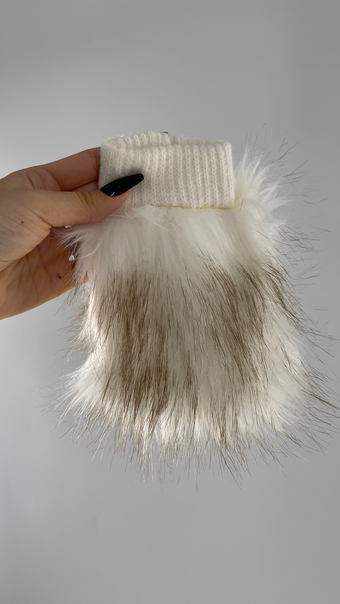 Anthropologie White Faux Fur Fingerless Gloves
