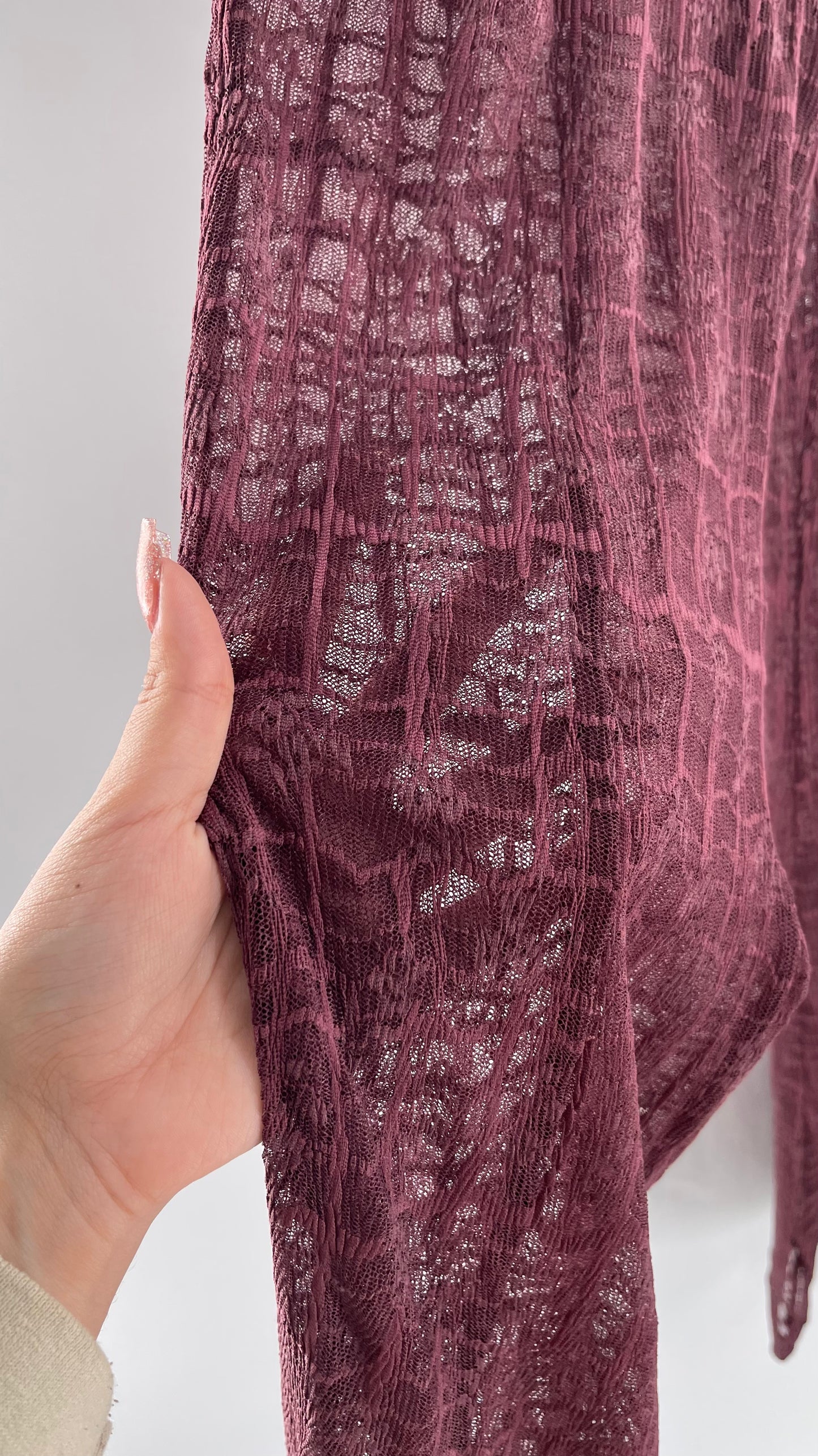 Free People Plum Lace Flares with Vented Hem and Sewn in Shorts Tags Attached (Medium)