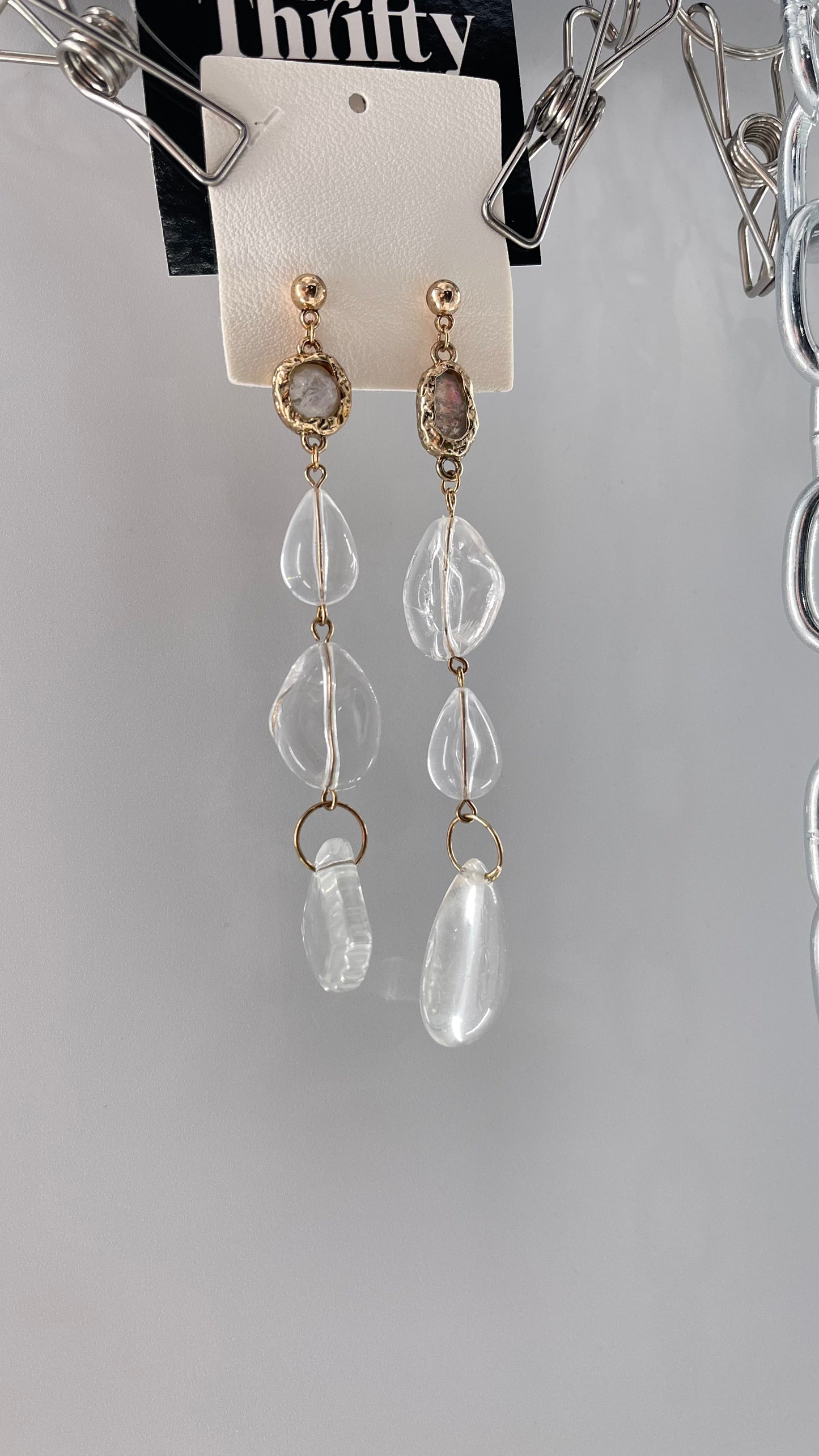 Free People Crystal Clear Opal Earring with Gold Accents