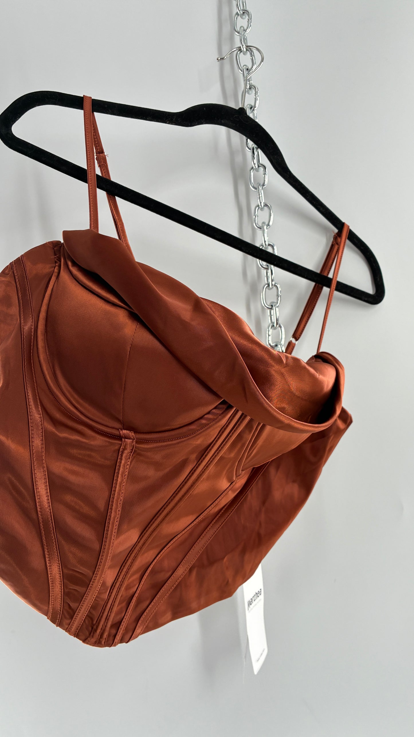 PARTHEA Bronze Corset with Drape Neckline and Tags Attached (XXL)