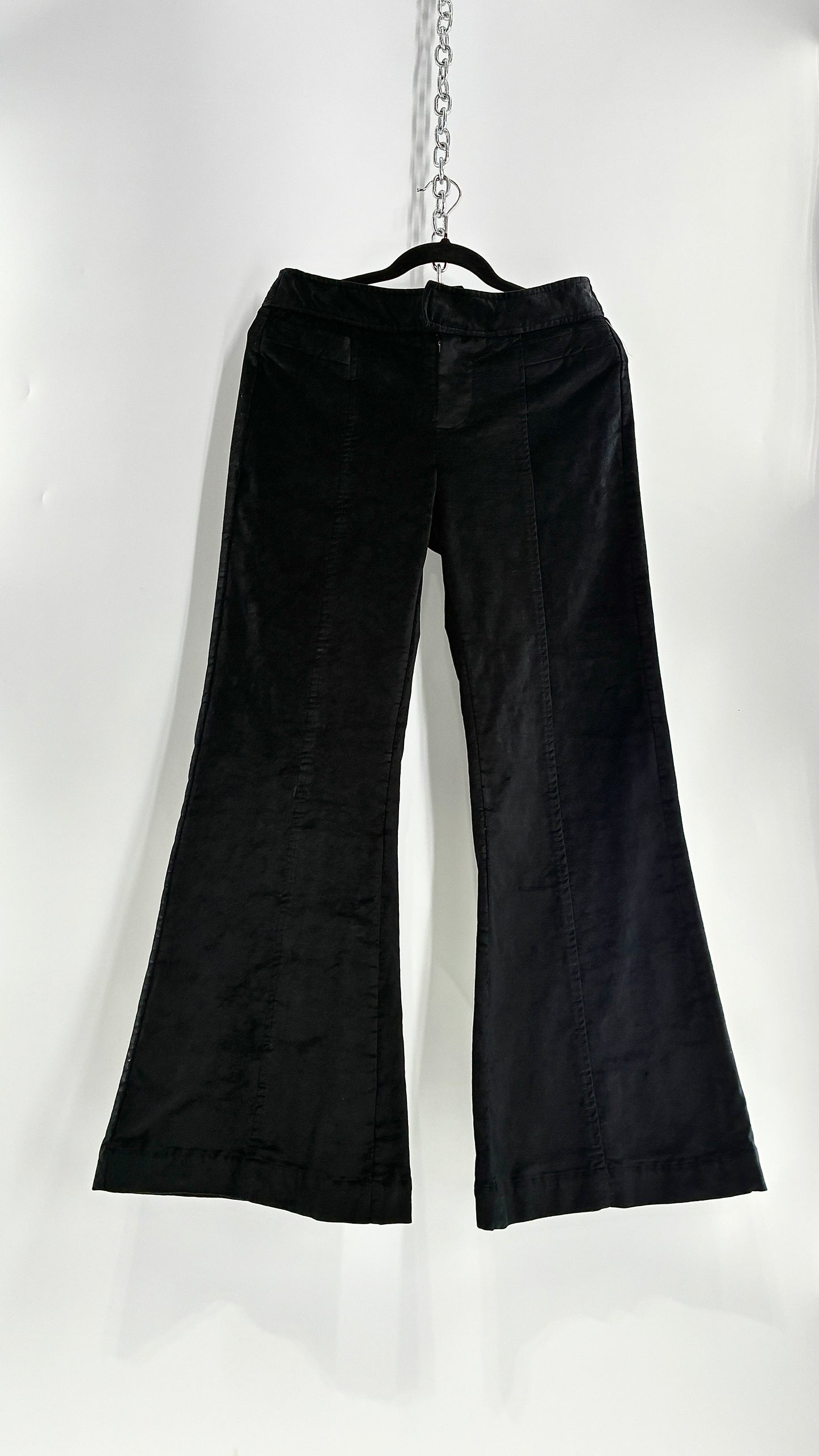 Free people Black Heavy Velour Velvet Walk with You Kick Flare Hot Pants(6)