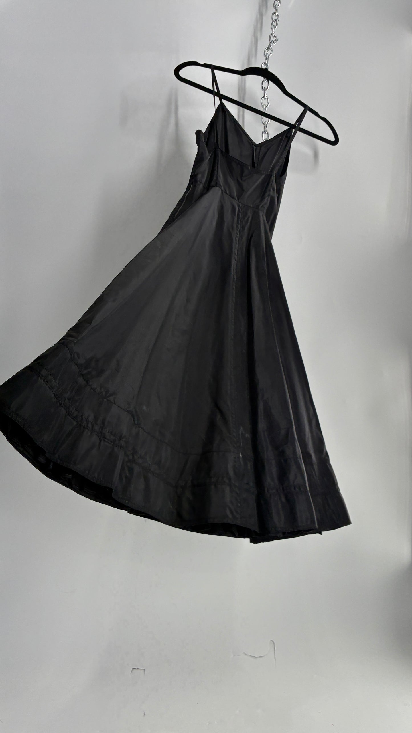 Vintage Black Midi Crinoline Style Dress (S)