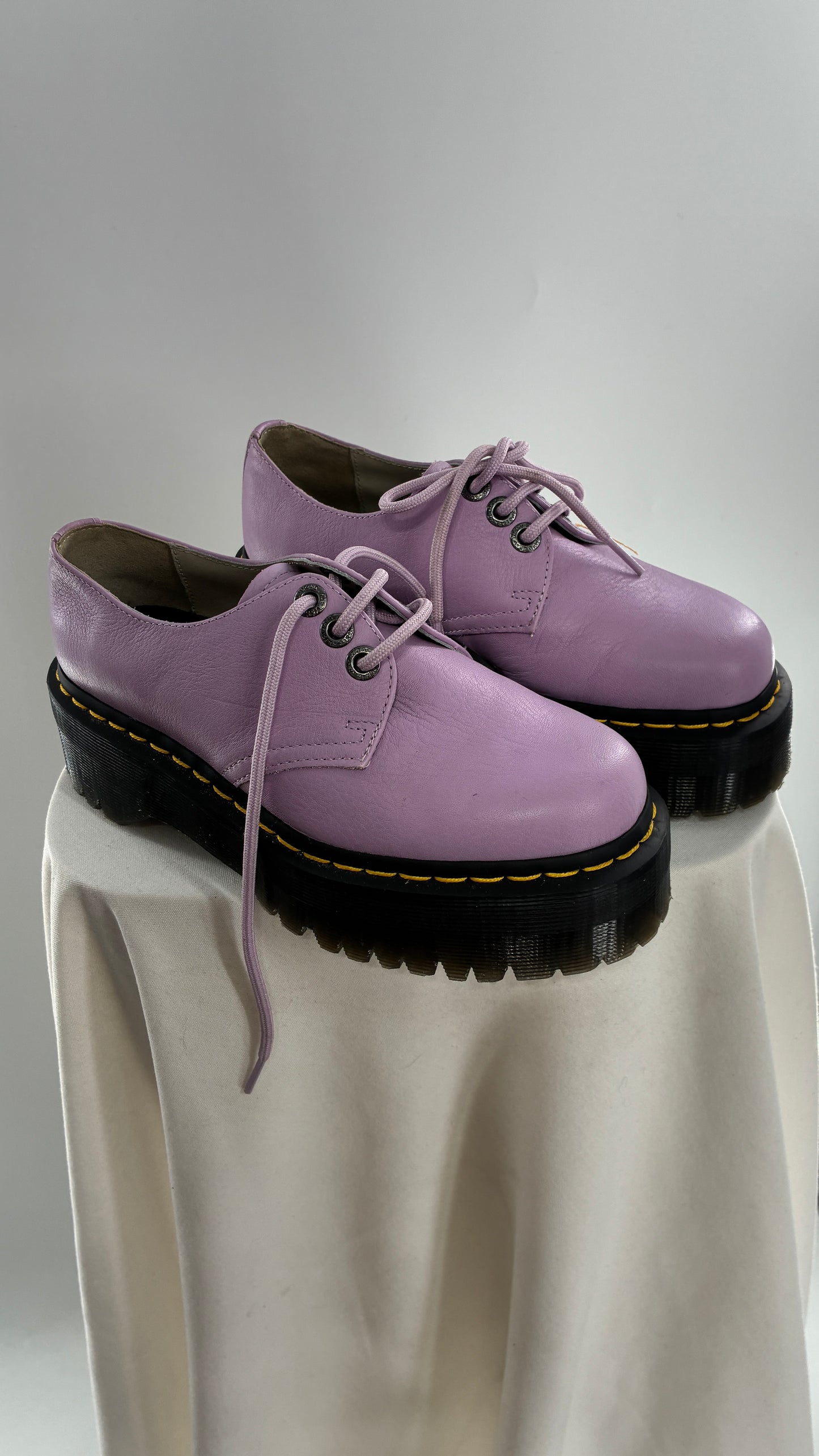 Vintage Dr. Martens 1461 Quad II, Lilac Purple, Pisa Leather Platform Oxfords (6)