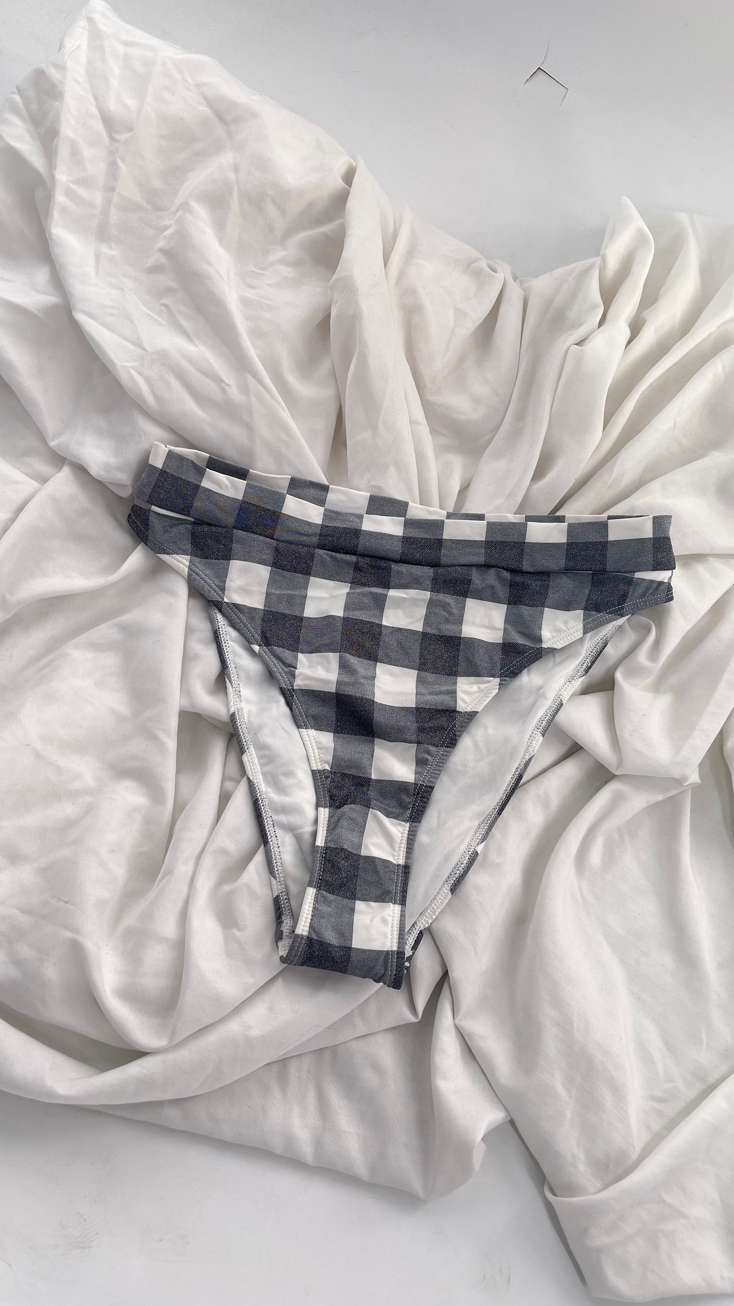 Urban Outfitters Out From Under Gray Glitter Gingham/Picnic 90s Cut Swim Bottoms (Medium)