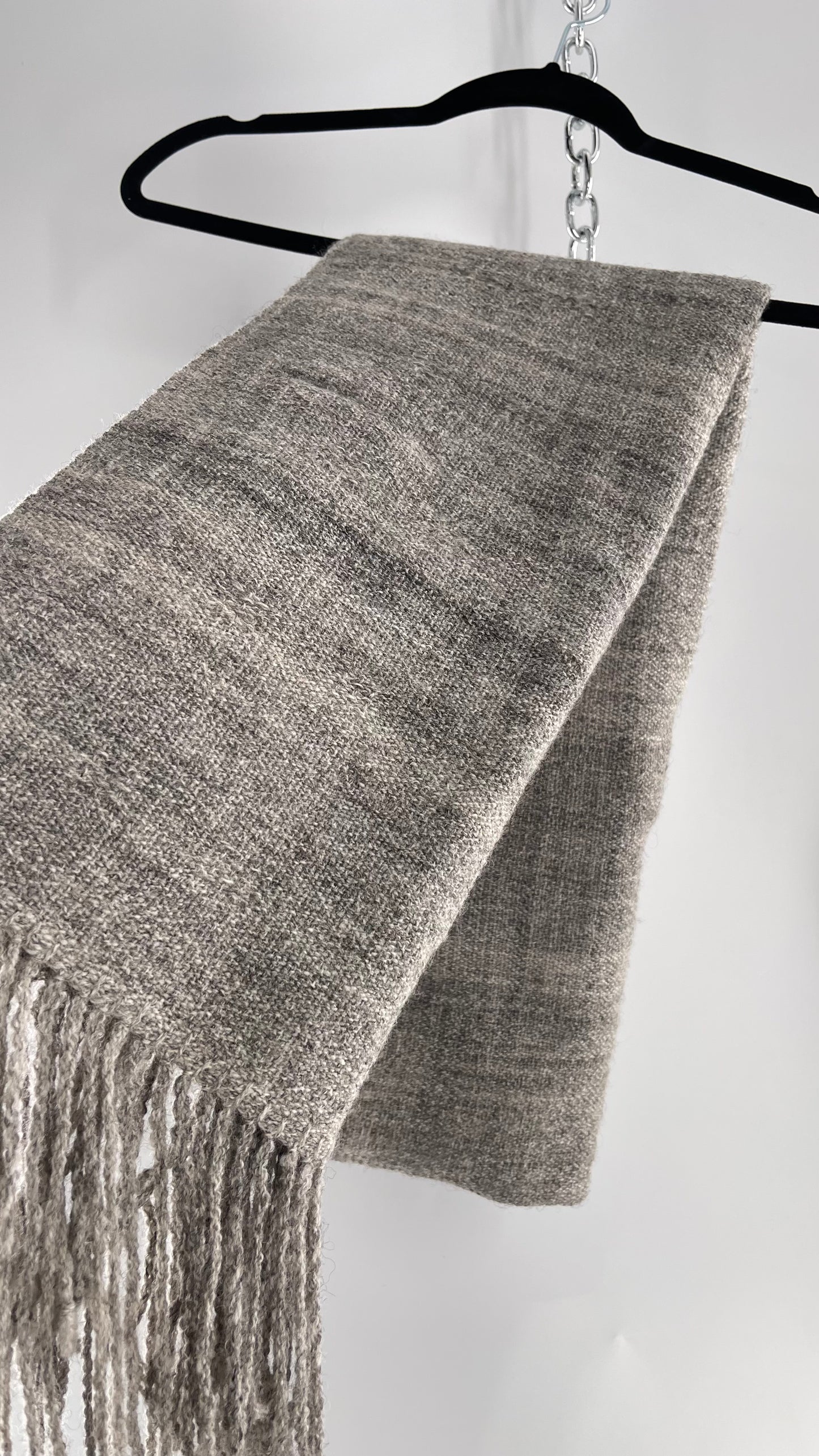 JuSt Shetland Handspun + Handwoven Shetland Yarn Julia Downing Nordus, Scousburgh Grey Woven Scarf