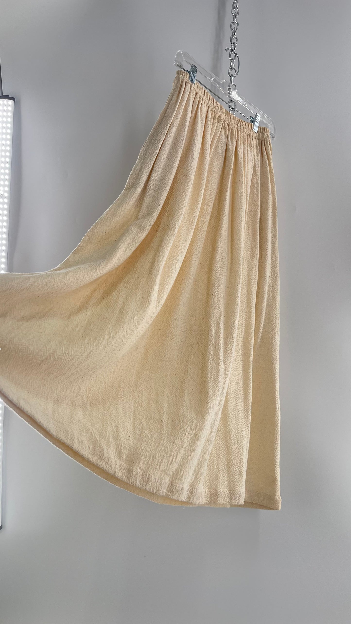 Vintage 1970s SANGAM Imports 100% Cotton White Maxi Skirt Made in India (Medium)