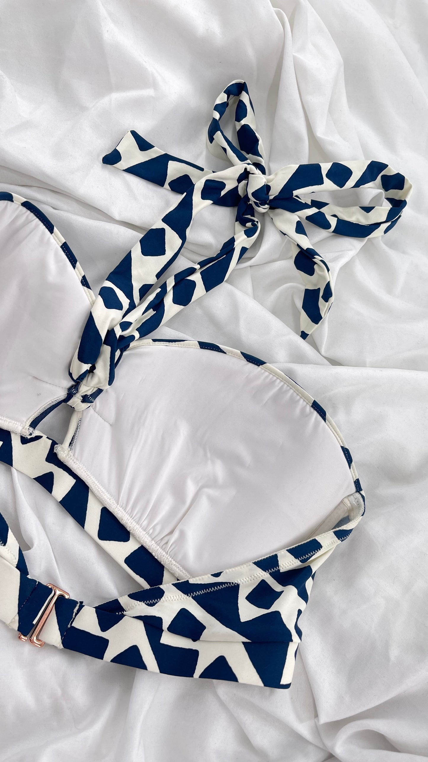 Anthropologie ALIHOP Navy and White Swim Top (Large)