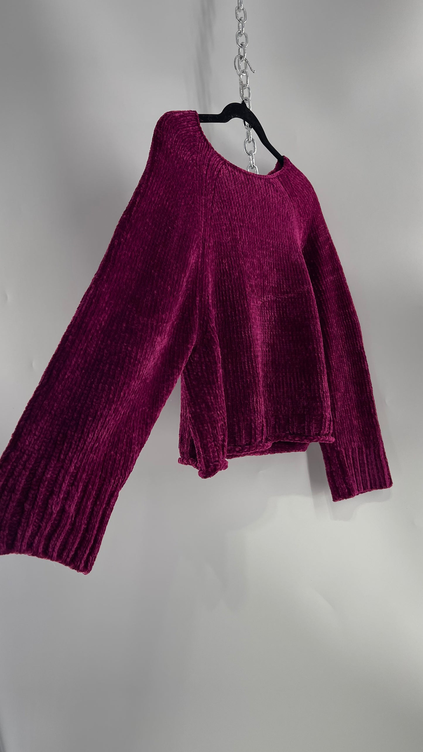 Anthropologie MOTH Fuchsia Purple Chenille Sweater (XS)