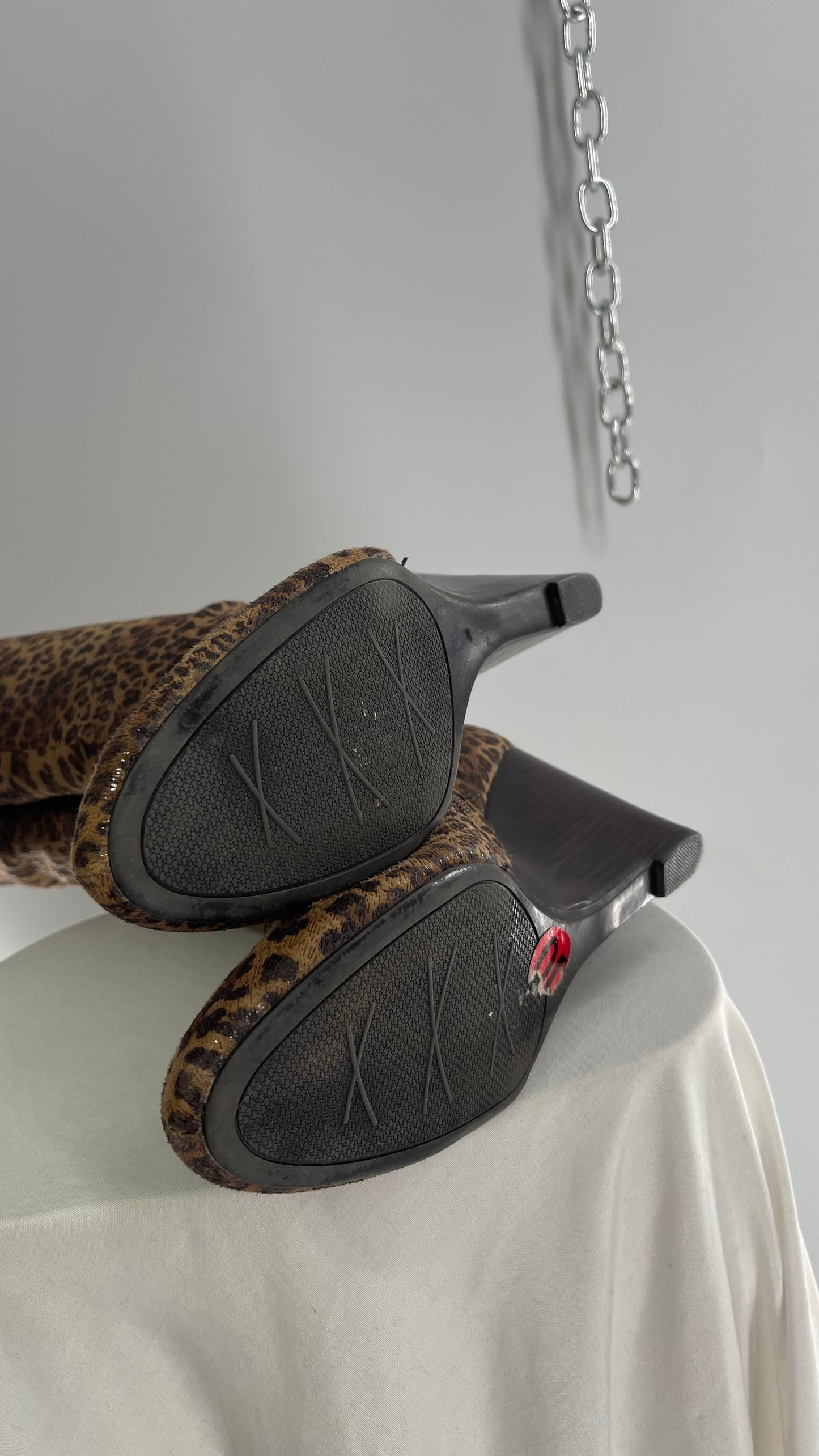 Vintage Impo Stretch Cheetah Sheen Wedge Heel Boots (10)