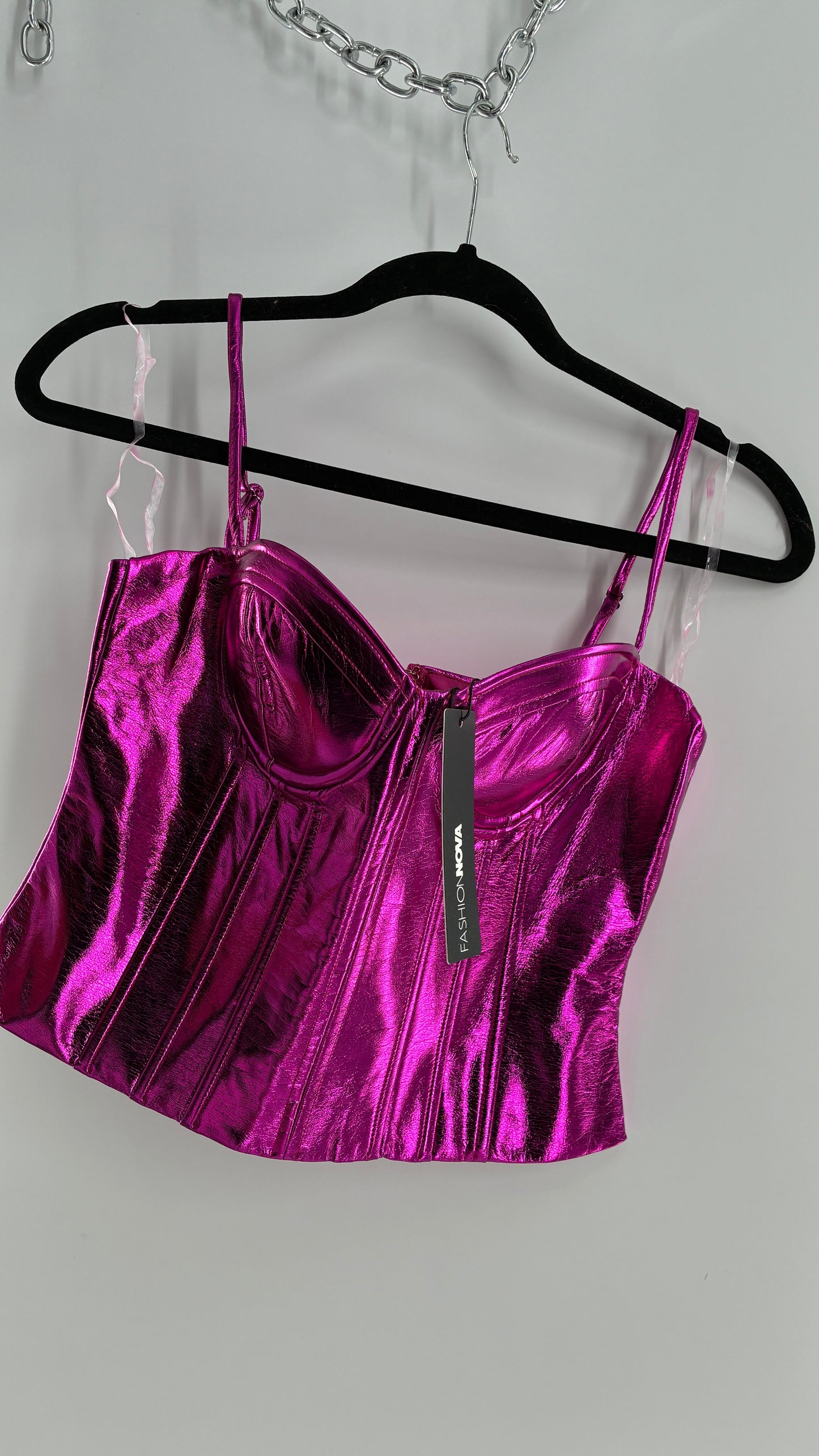 Fashion Nova Metallic Fuchsia Purple Corset with Tags Attached (Medium)