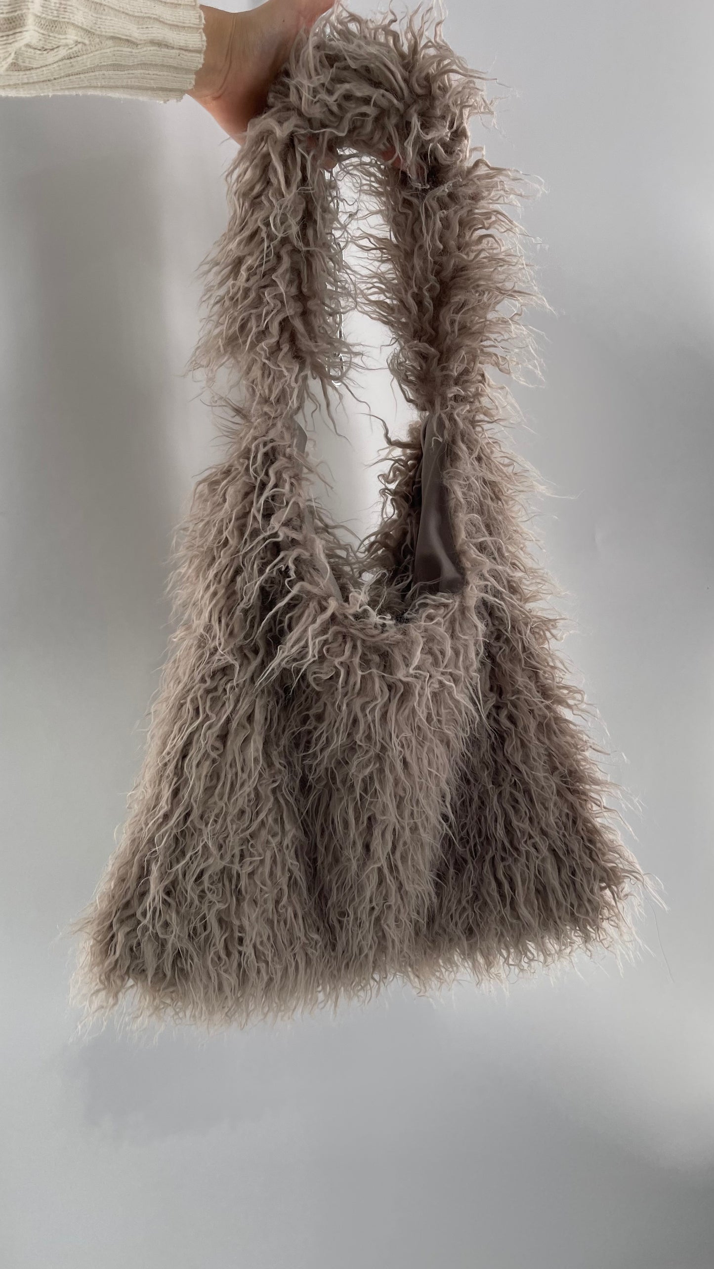 Free People Grey Shaggy Tote Bag