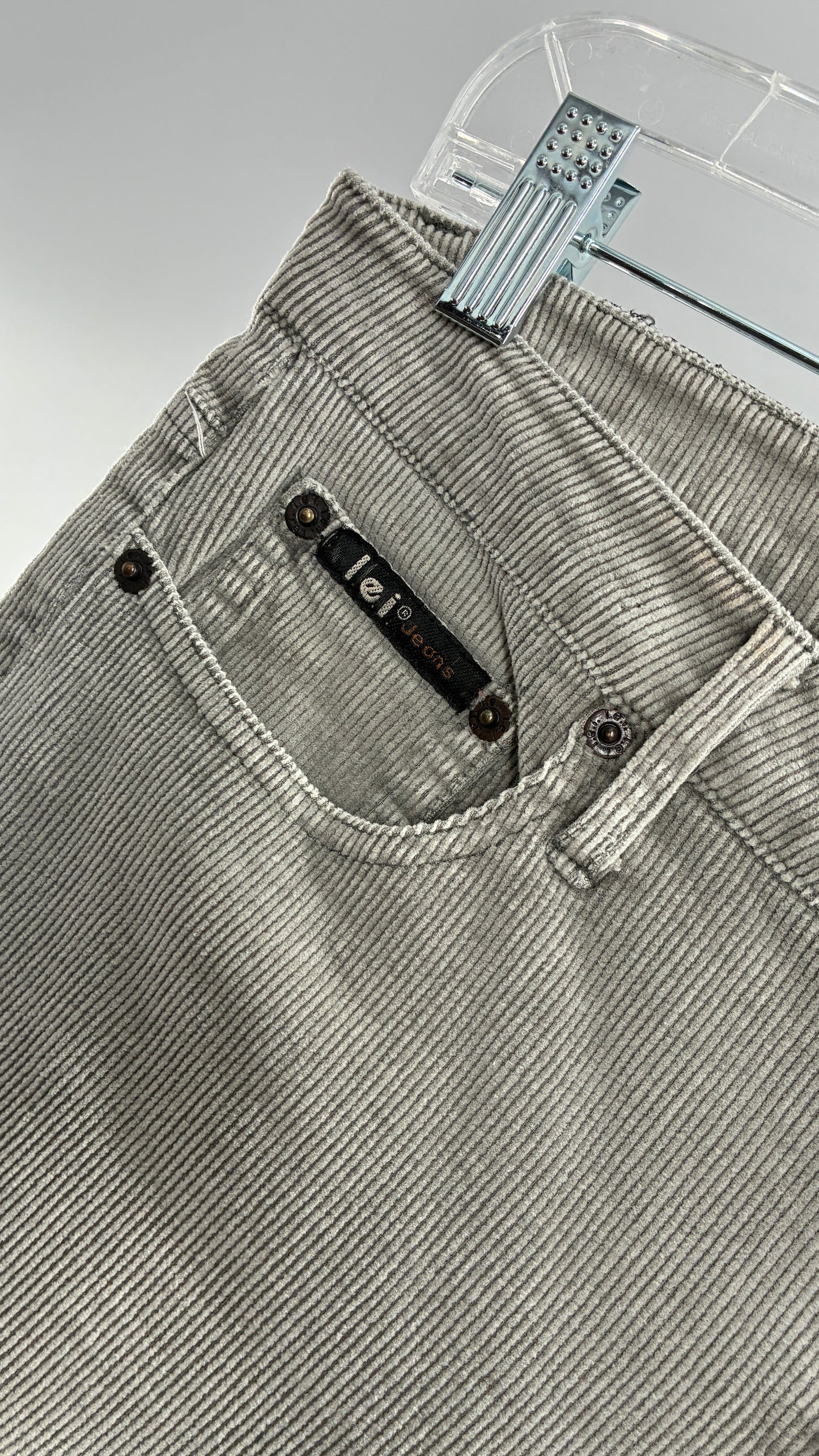 Vintage LEI Grey Corduroy Flare Pants with Fading Detail (13)