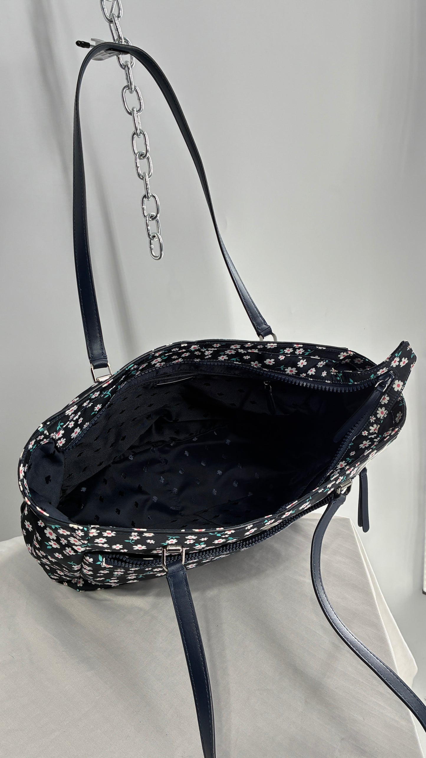 Kate Spade Jae Fleurette Navy Blue Floral Large Tote Bag