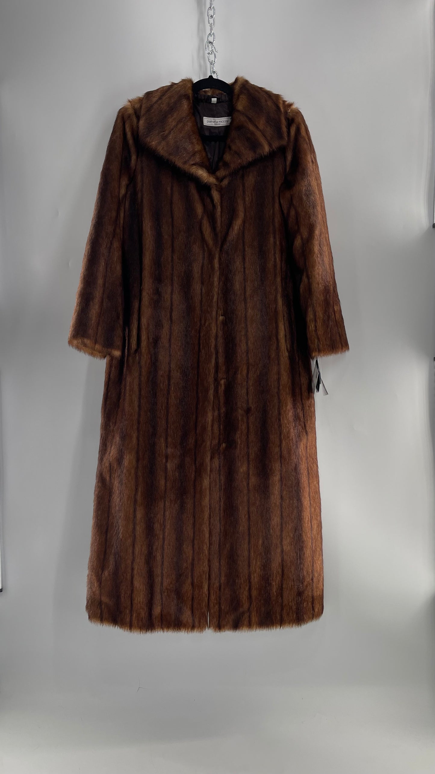 Deadstock Vintage Pamela McCoy Full Length Faux Fur Duster Coat (XS)
